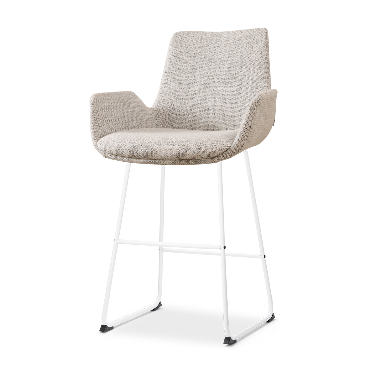 Barkruk Nino-Eef grijs beige gemêleerd - wit onderstel 65 cm