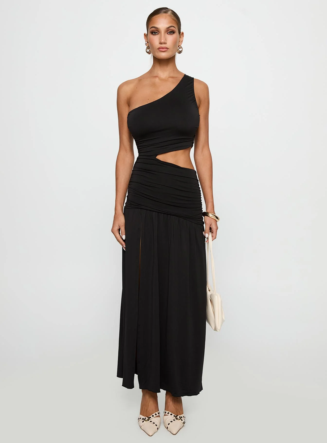 Magnetize Ruched Maxi Dress Black