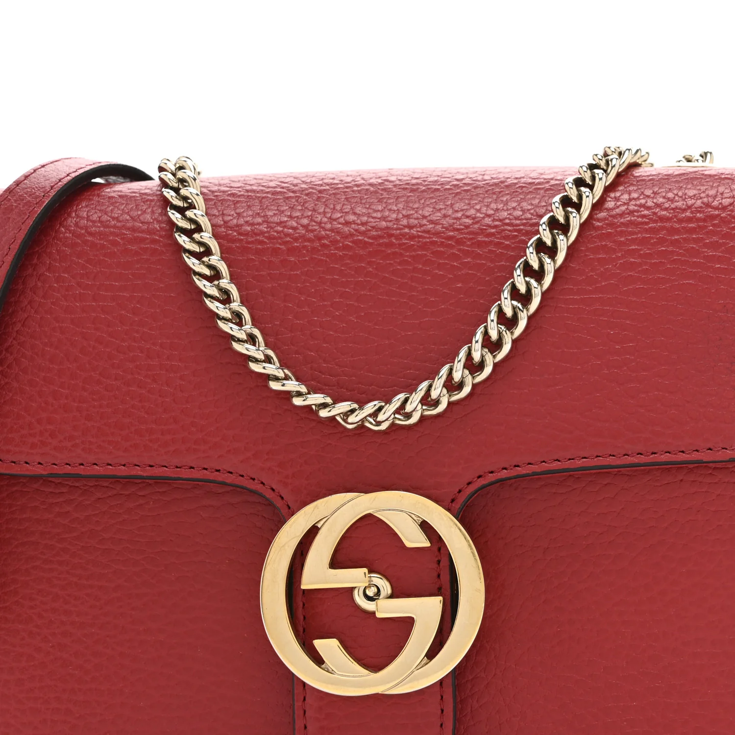 Dollar Calfskin Small Interlocking G Shoulder Bag Red - Top Club