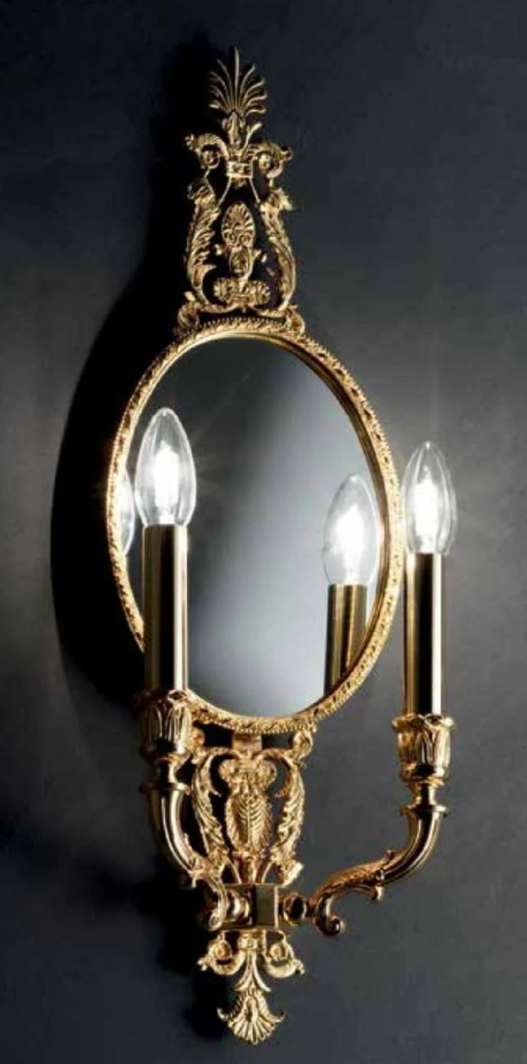 Luxury Baroque double wall lamp with mirror gold 22 x 12 x H. 60 cm - Magnificent wall lamp in Baroque style - Baroque lights - Luxury quality - Made in Italy