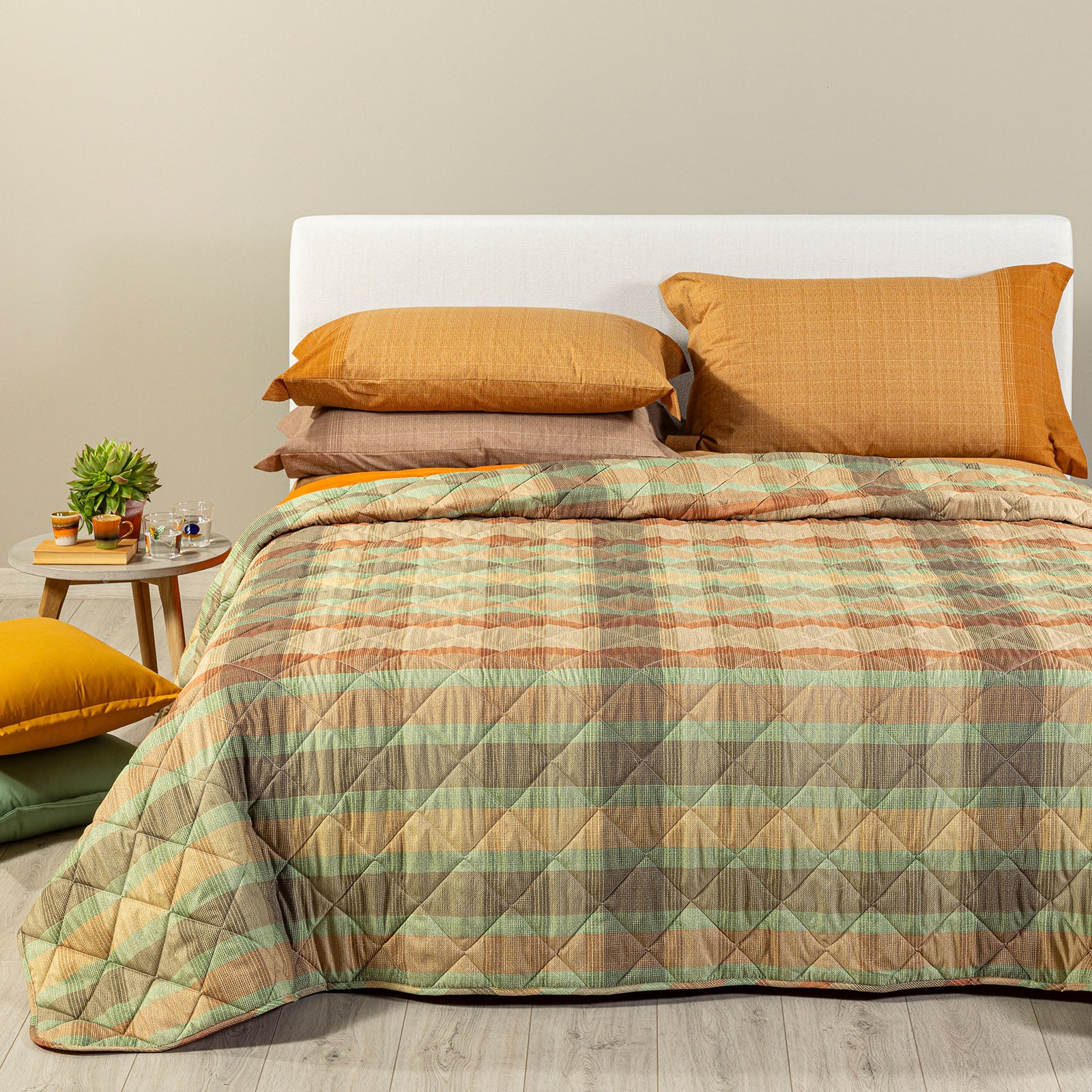 Copriletto Trapuntato In Microfibra Dylan Matrimoniale Gold Modern