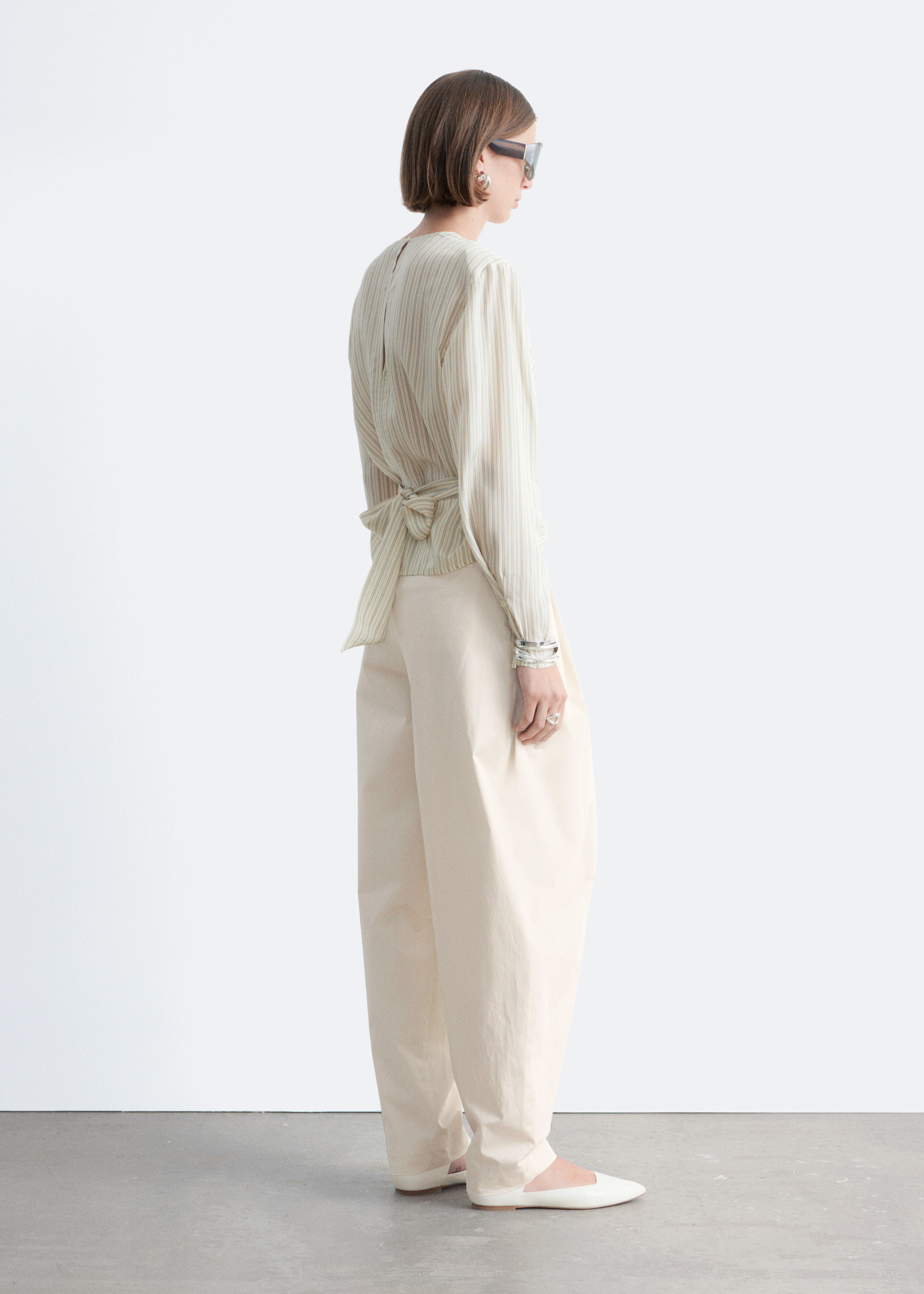 & Other Stories GATHERED TIE-BELT BLOUSE