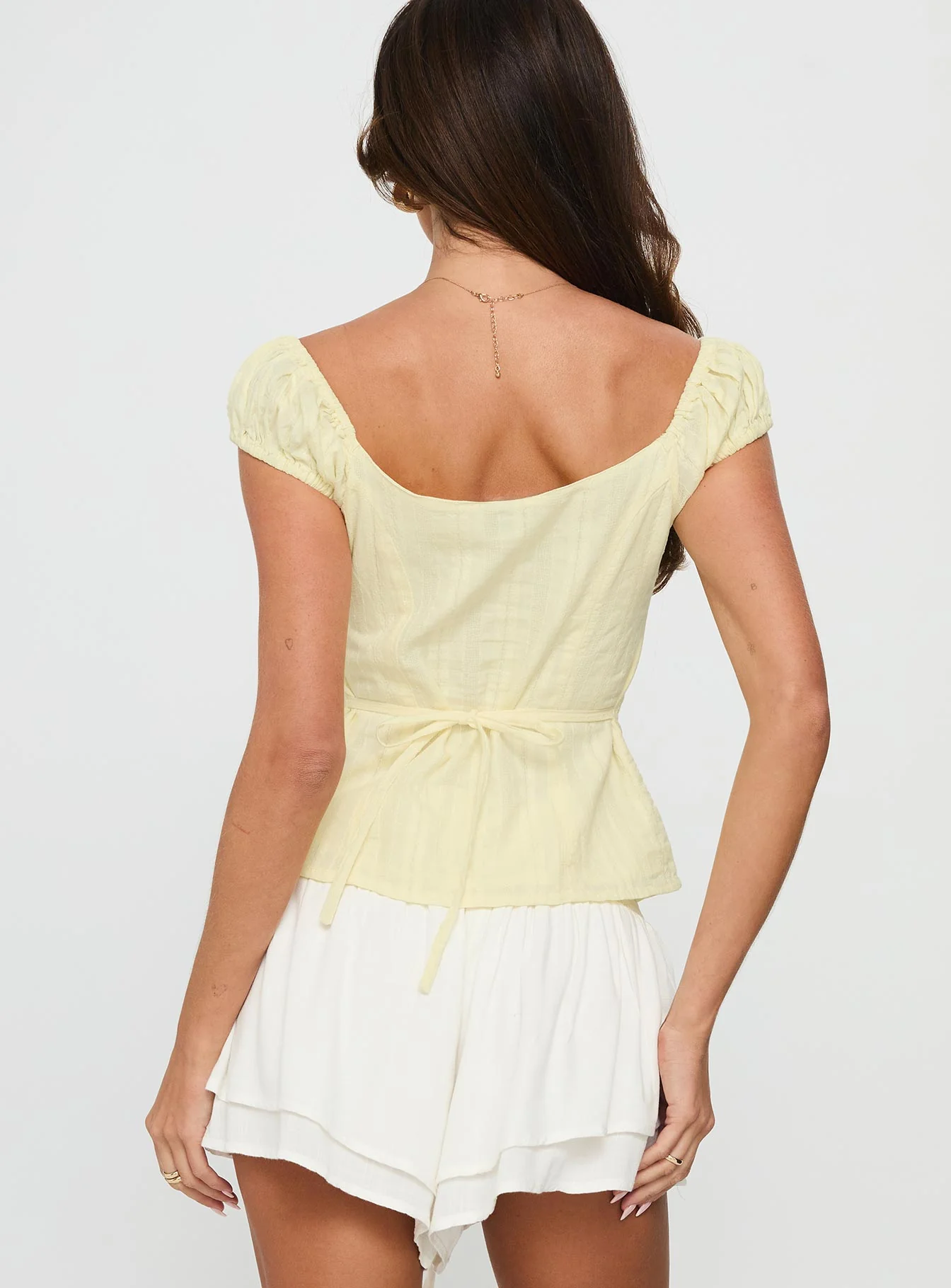 Gysella Off Shoulder Woven Top Yellow
