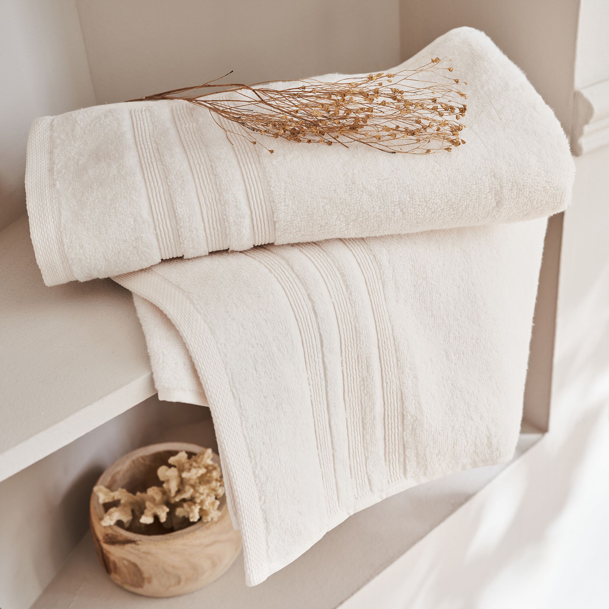 NOUN - Drap de douche bouclette en coton - blanc ventoux 70x140cm