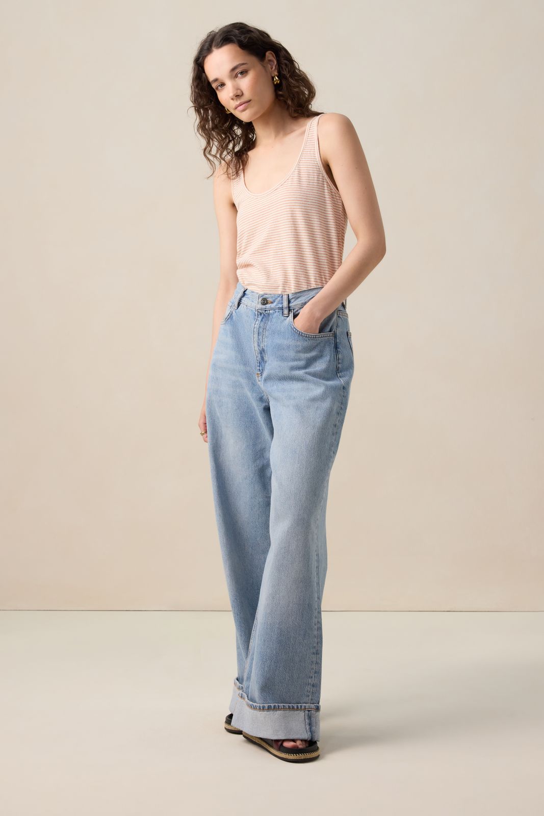 Oranje gestreept singlet