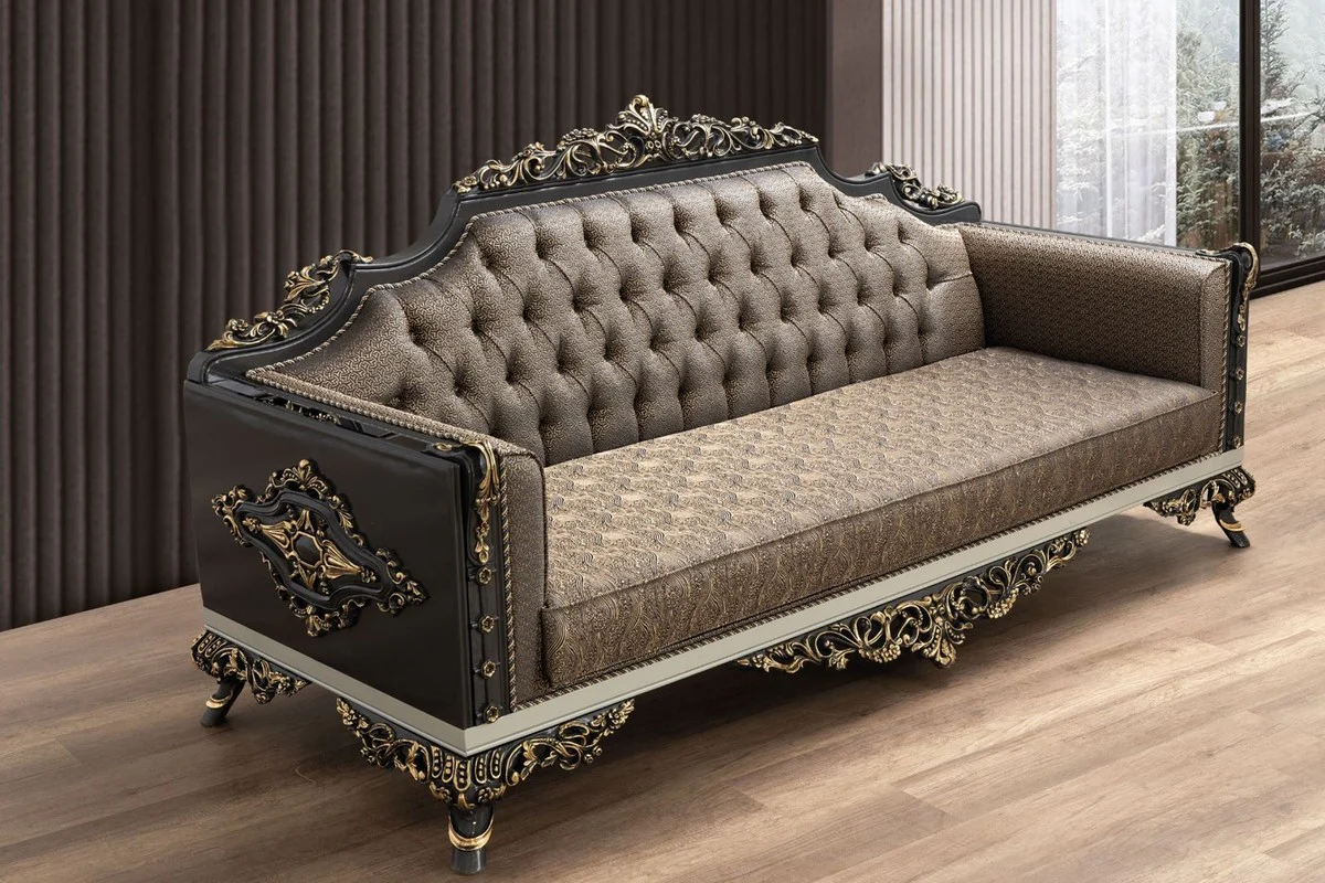 Luxury Baroque Living Room Set - 2 Sofas & 2 Armchairs & 1 Coffee Table - Handcrafted Living Room Furniture in Baroque Style - Noble & Magnificent