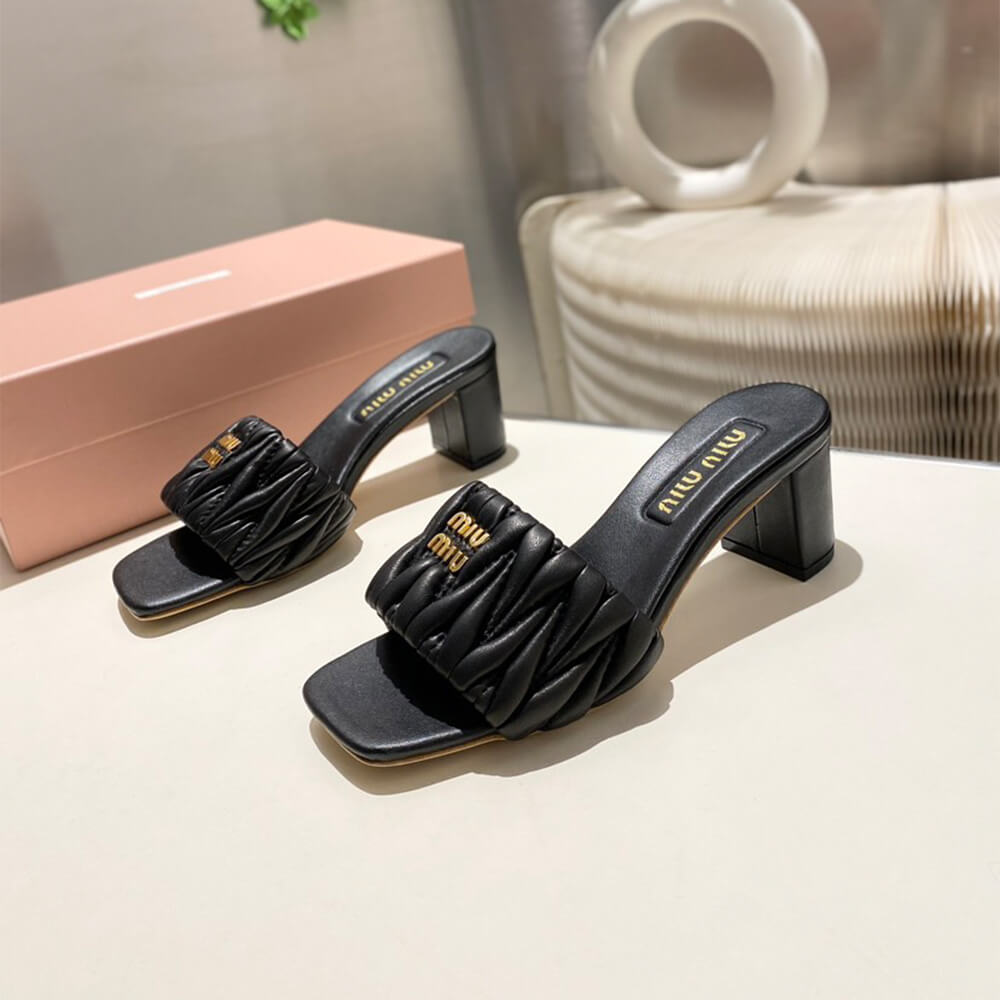 MiuMiu Matelass?? nappa leather slides - Top Club
