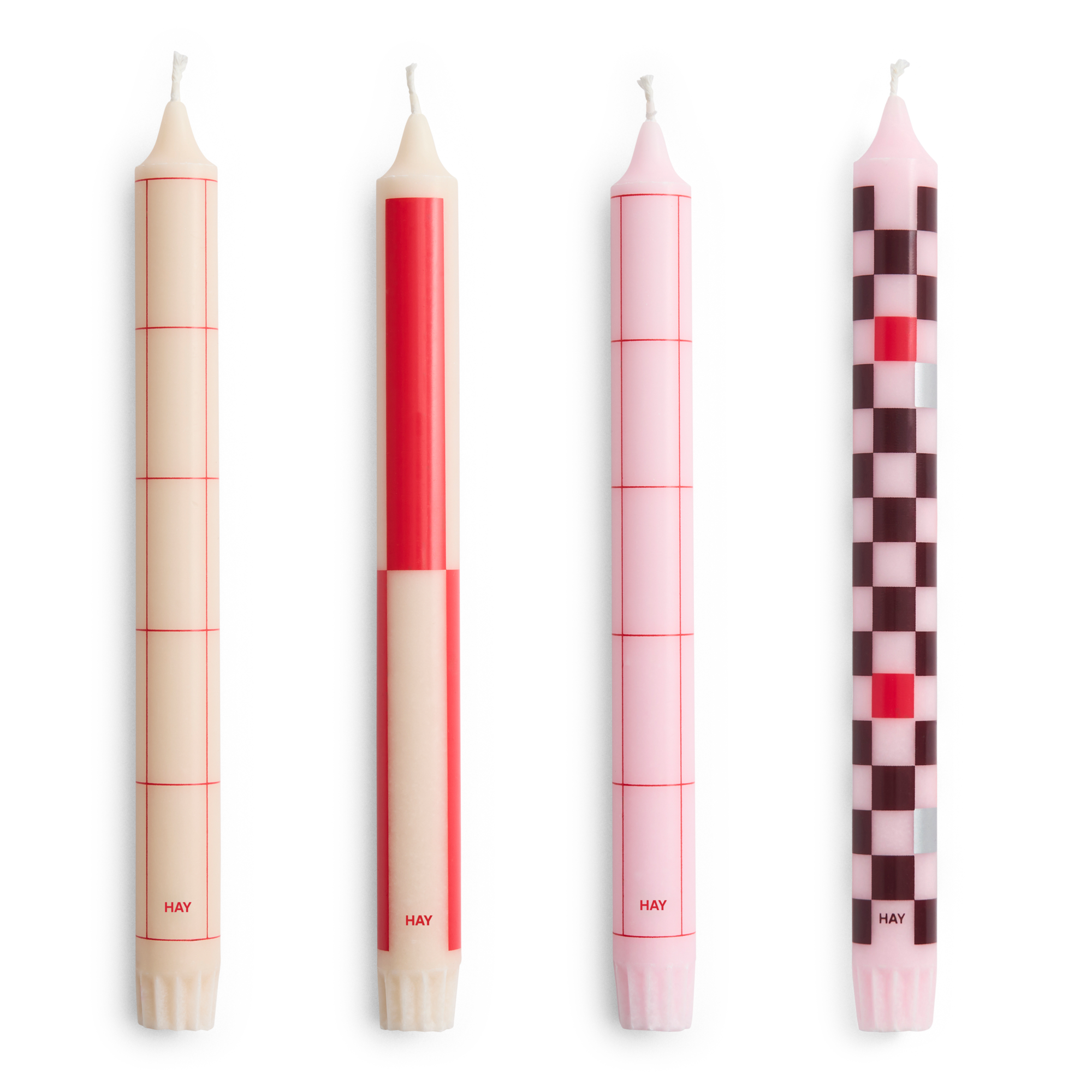 Kaars Pattern red/bordeaux - set van 4