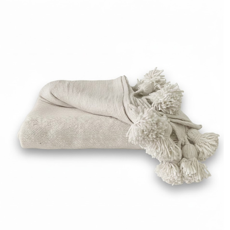 Pompomblanket M ecru