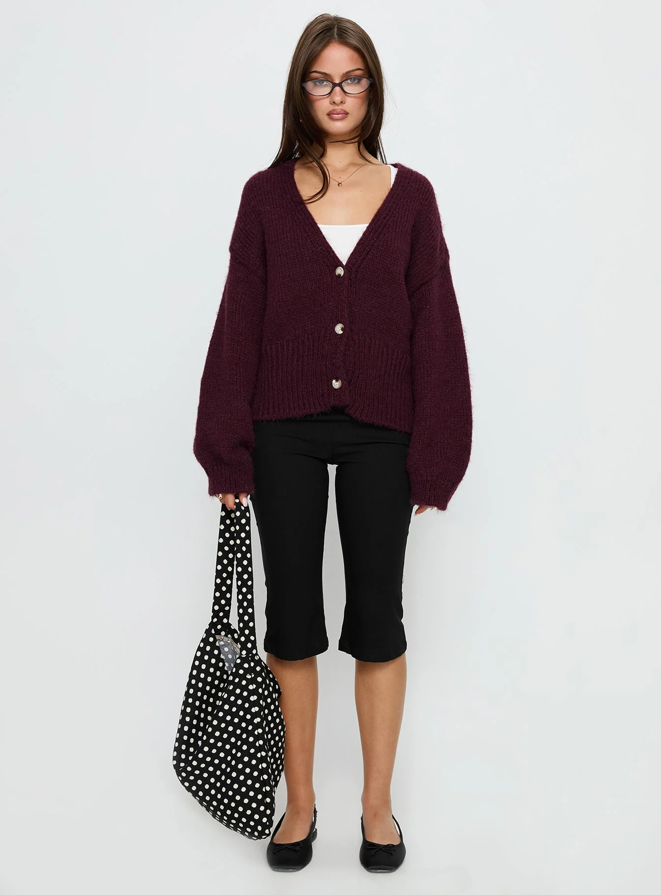 Yasmyn Knit Cardigan Burgundy