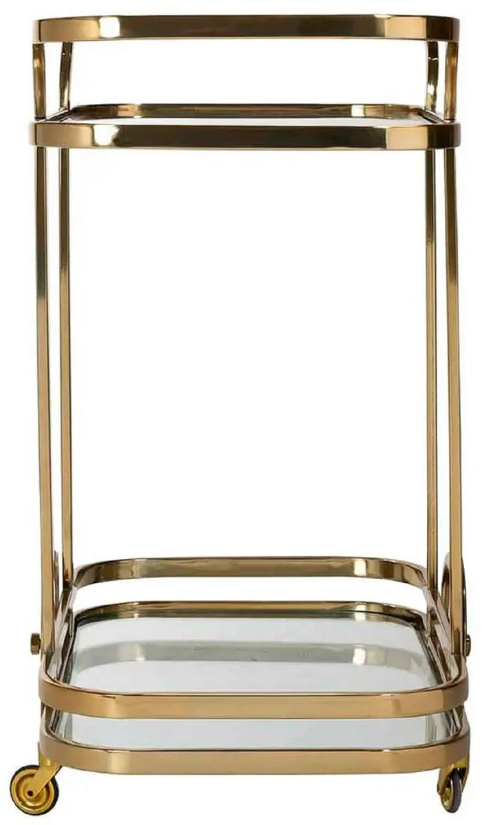 Luxury serving trolley gold 74 x 49 x H. 78 cm - Hotel Restaurant Gastronomy Trolley - Luxury Hotel & Restaurant Accessories