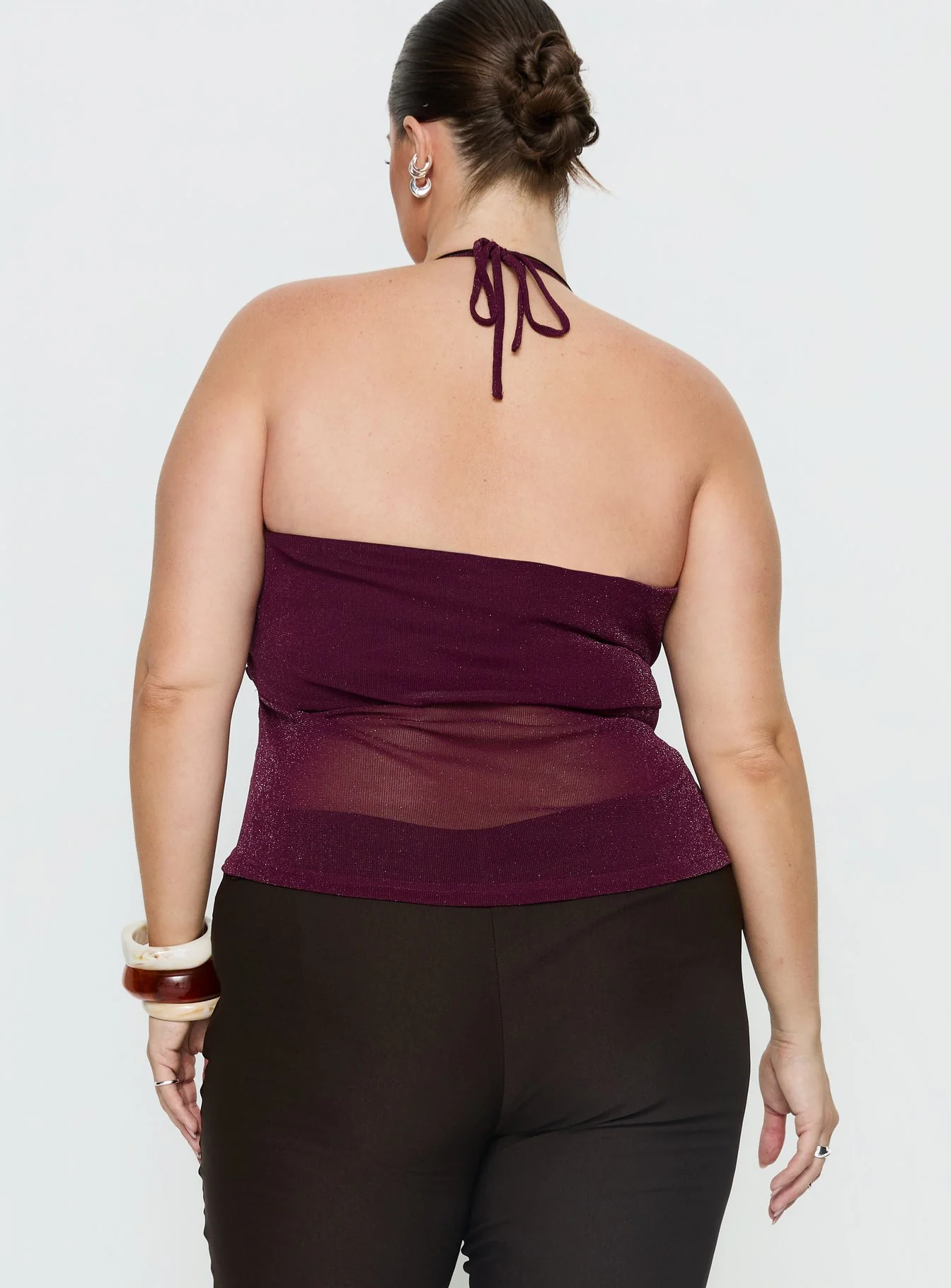 Averee Halter Top Plum Sparkle Curve
