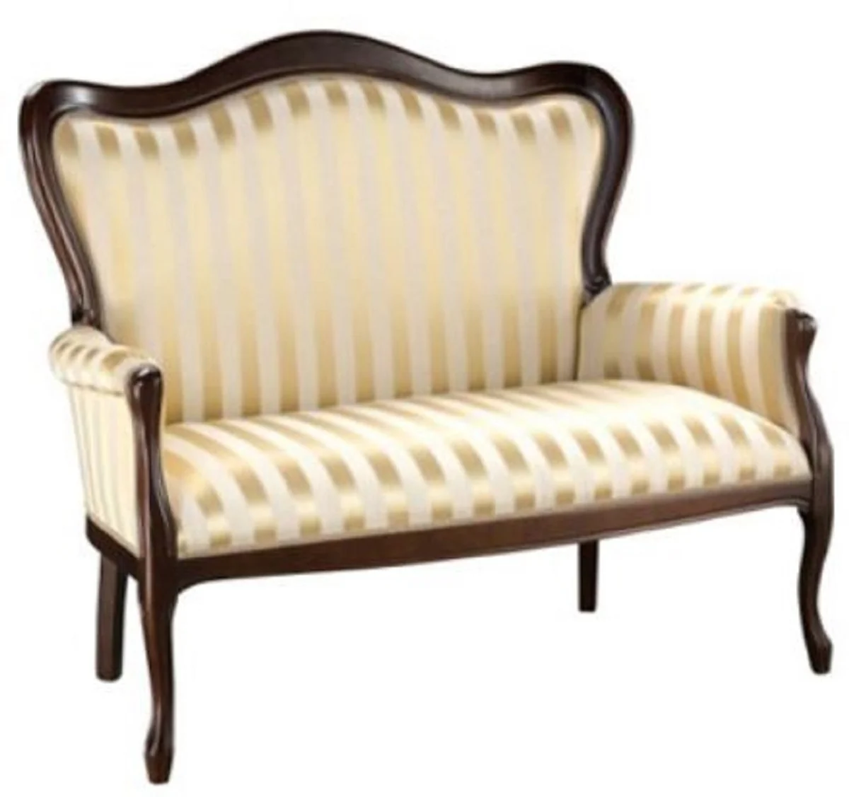 Luxury baroque sofa with stripes gold / dark brown 124 x 74 x H. 107 cm - Striped living room sofa in baroque style - Baroque living room furniture