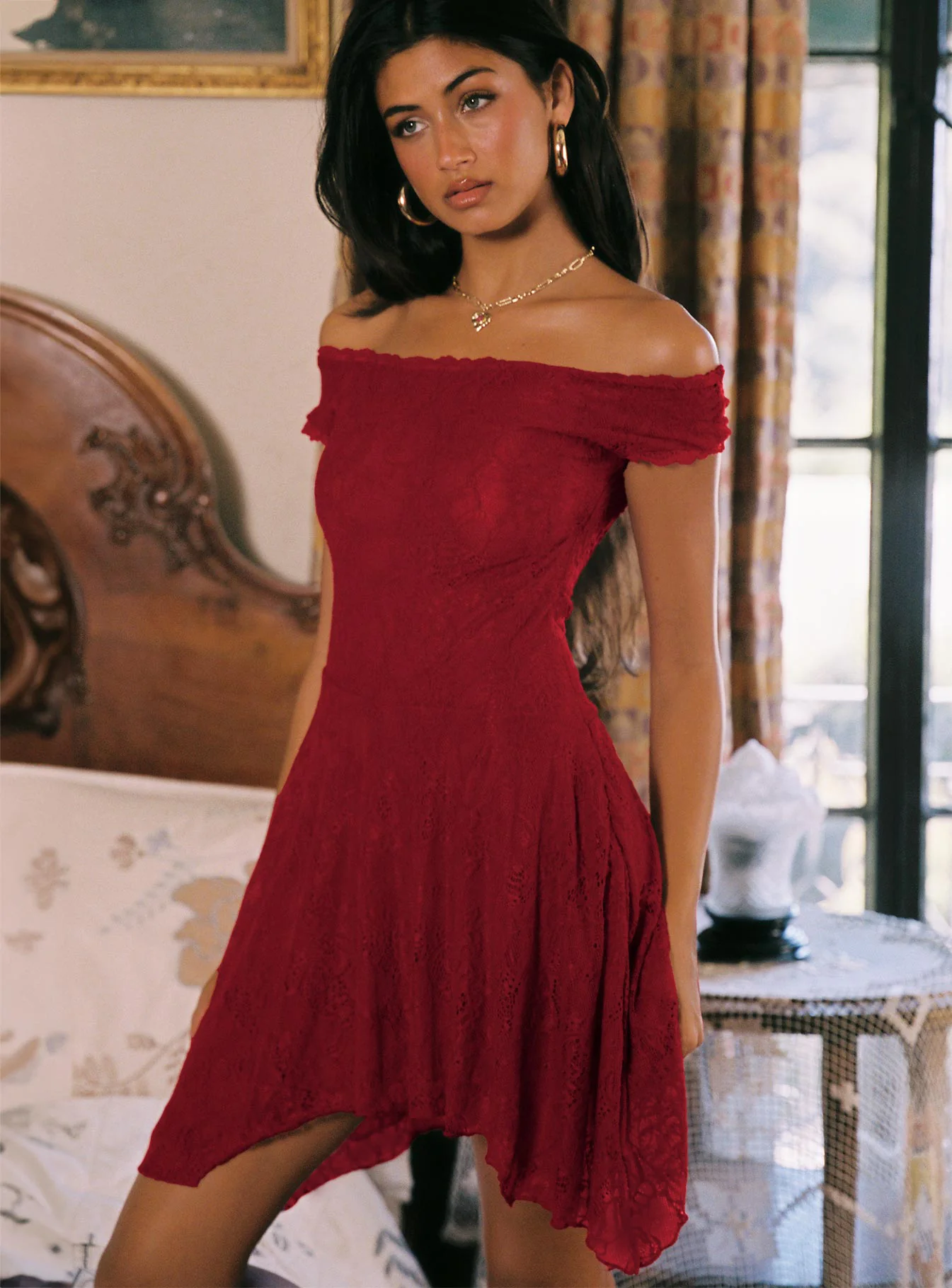 La Dolce Vita Lace Mini Dress Red