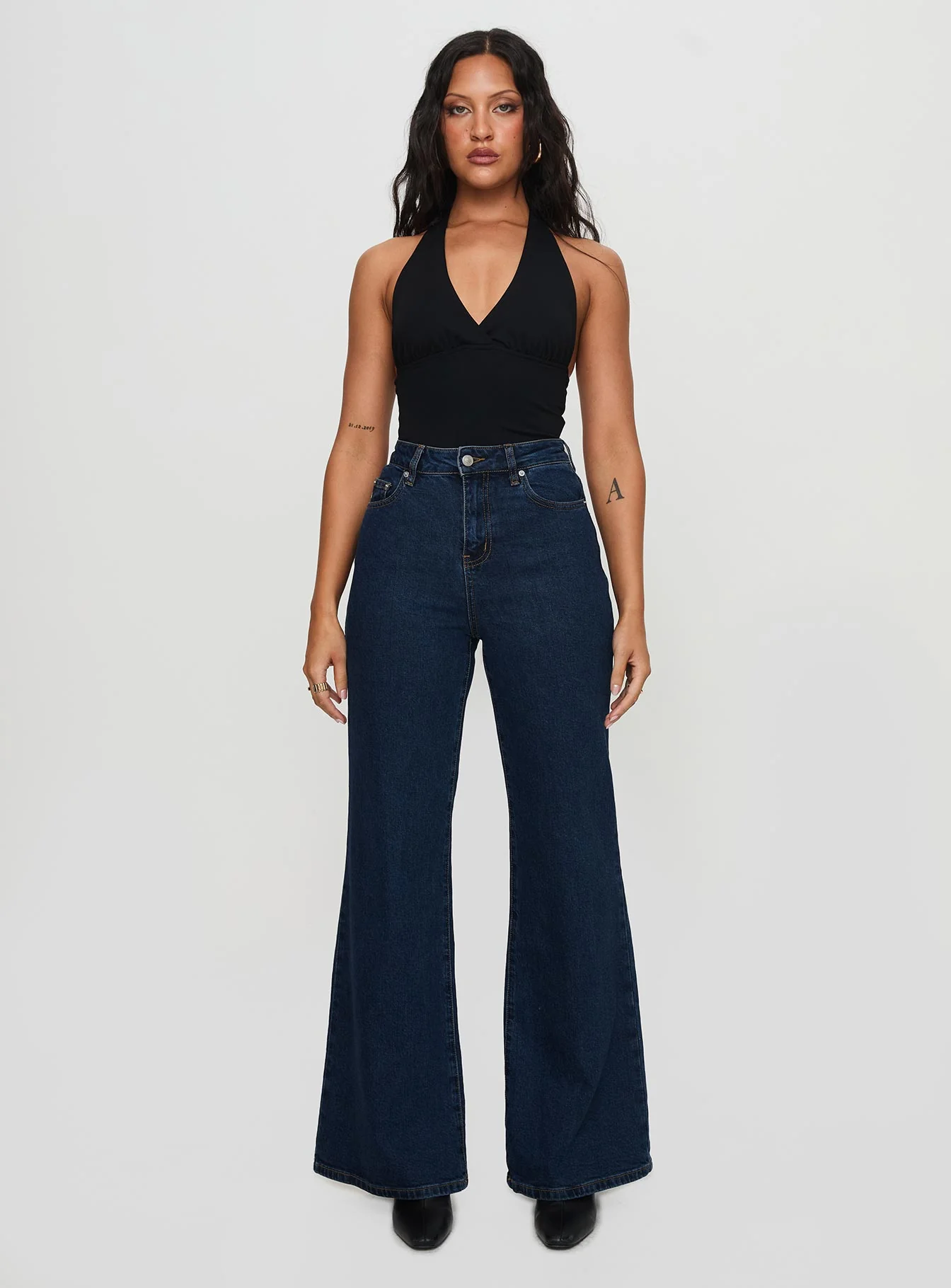 Thearlie High Rise Flared Jeans Dark Wash