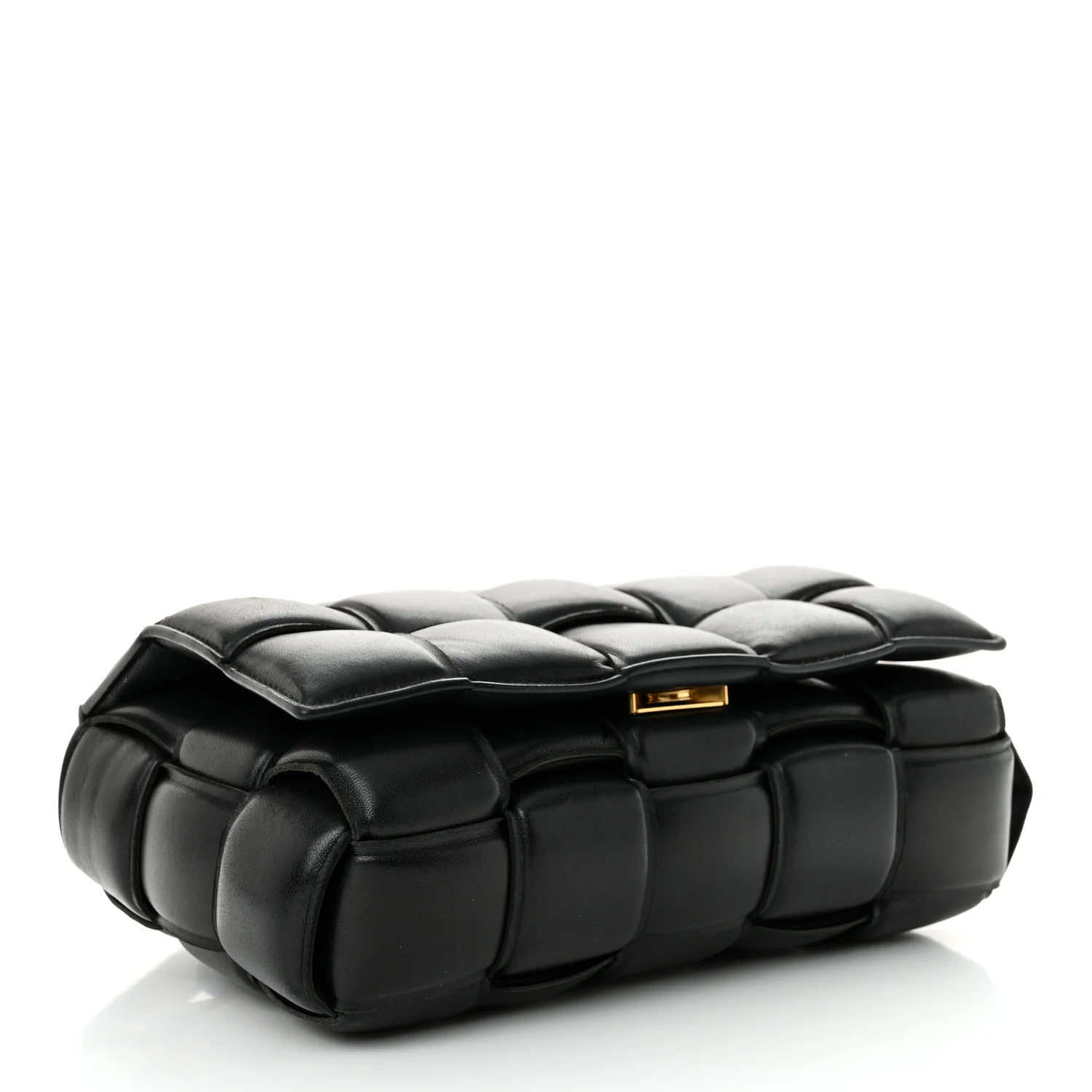 Nappa Maxi Intreccio Padded Cassette Crossbody Bag Black - Top Club