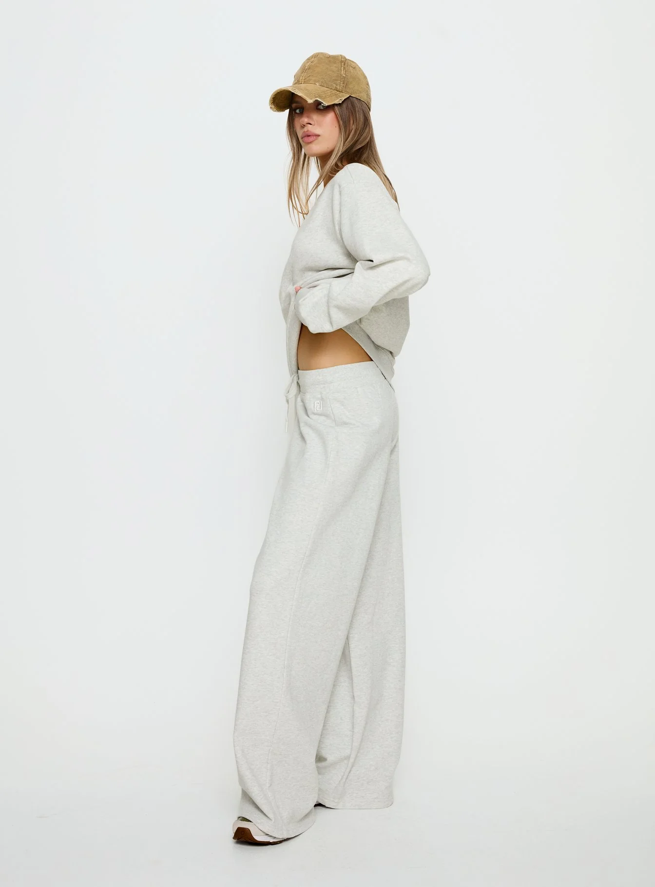 Dodie Wide Leg Pants Grey Marle