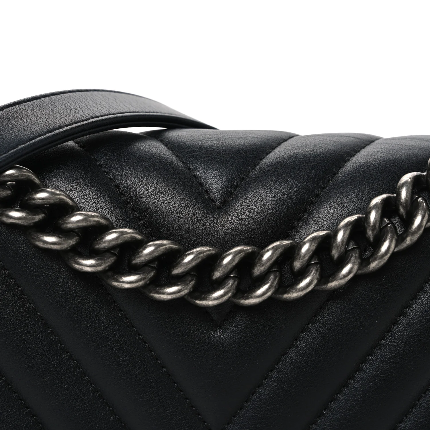 Calfskin Chevron Quilted Medium Boy Flap Black - Top Club