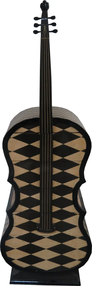 Art Deco drawer cabinet checked pattern in bass instrument design - handmade - designer drawer cabinet