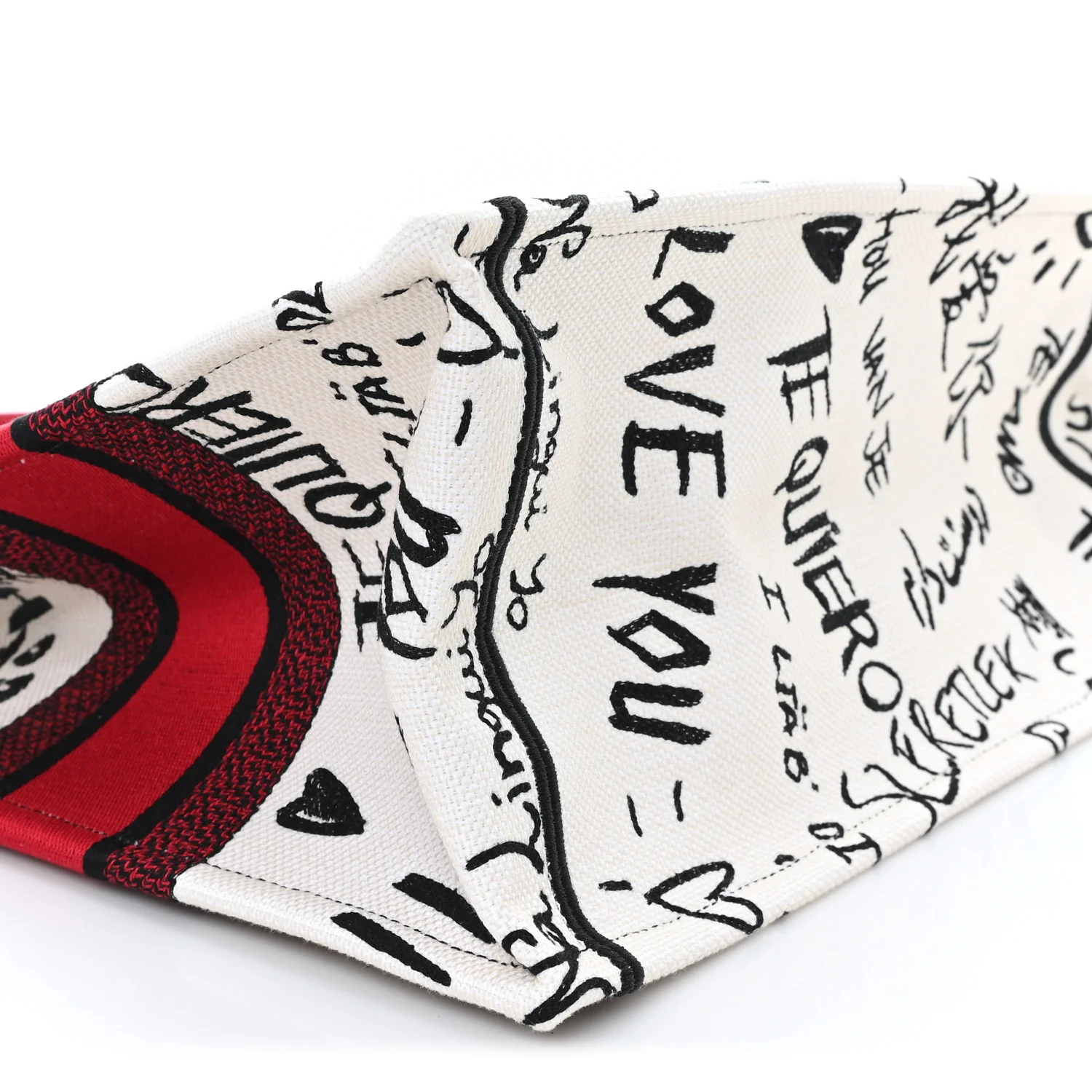 Canvas Embroidered Medium Dioramour Graffiti Book Tote Latte Multicolor - Top Club