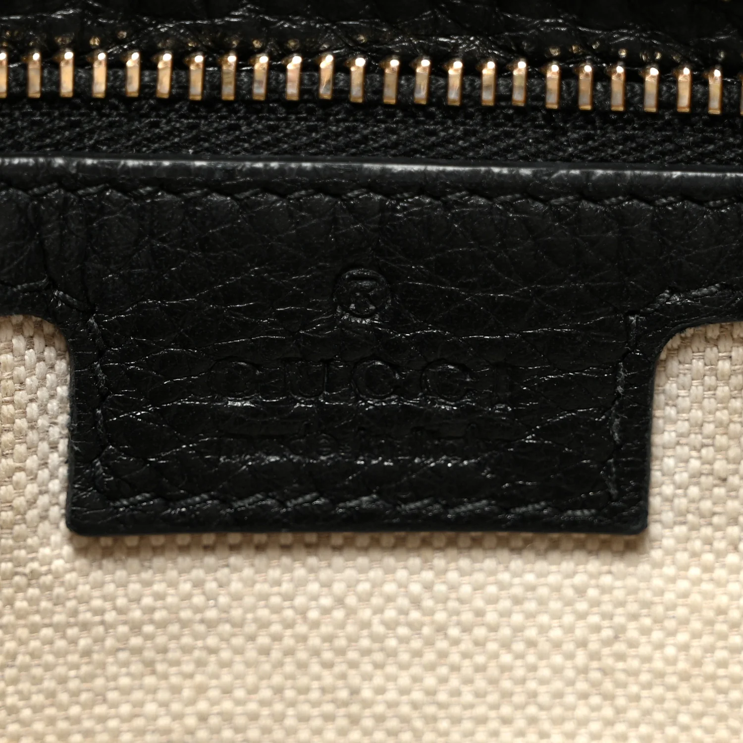 GG Grainy Calfskin Emblem Large Half Moon Shoulder Bag Black - Top Club