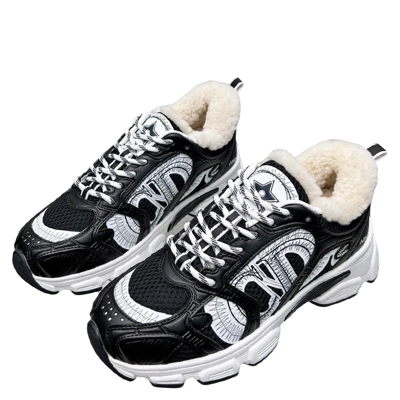 Women's Dior Black And White Sneakers With Fleece Lining - Sneaker Replica Workshop