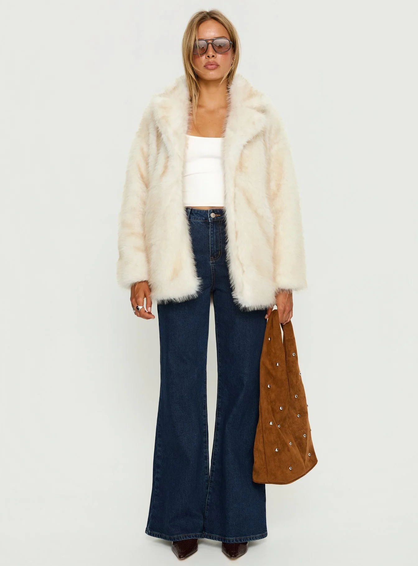 Clova Faux Fur Coat White