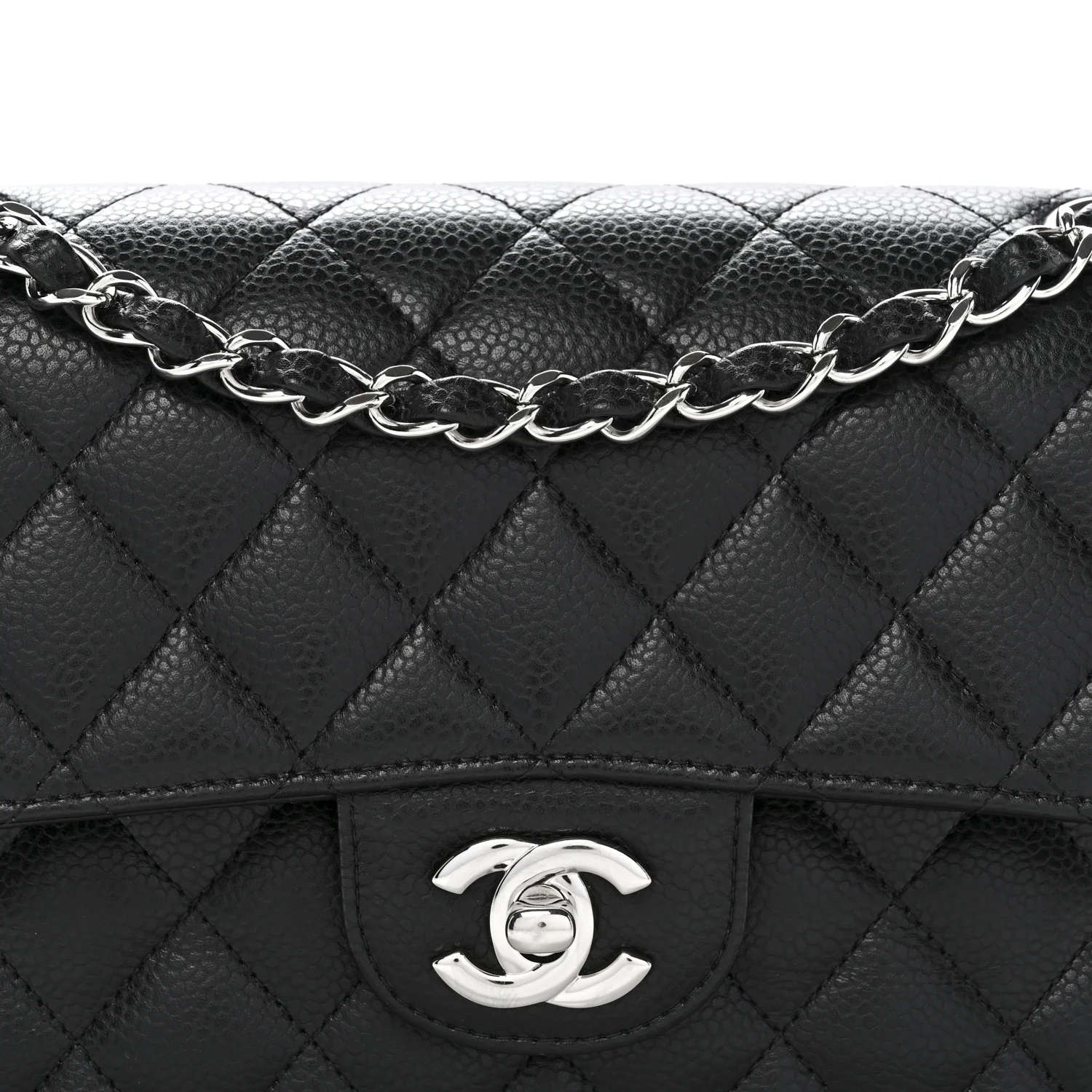 Caviar Quilted Small Double Flap Black - Top Club