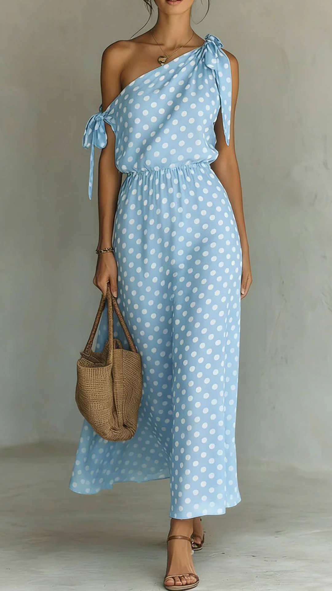 Women's Polka Dot Asymmetrical Tie-Shoulder Wide-Leg Jumpsuit - Nordfashionstorm - Women's Clothing, Fashion for You - Nordfashionstorm.com