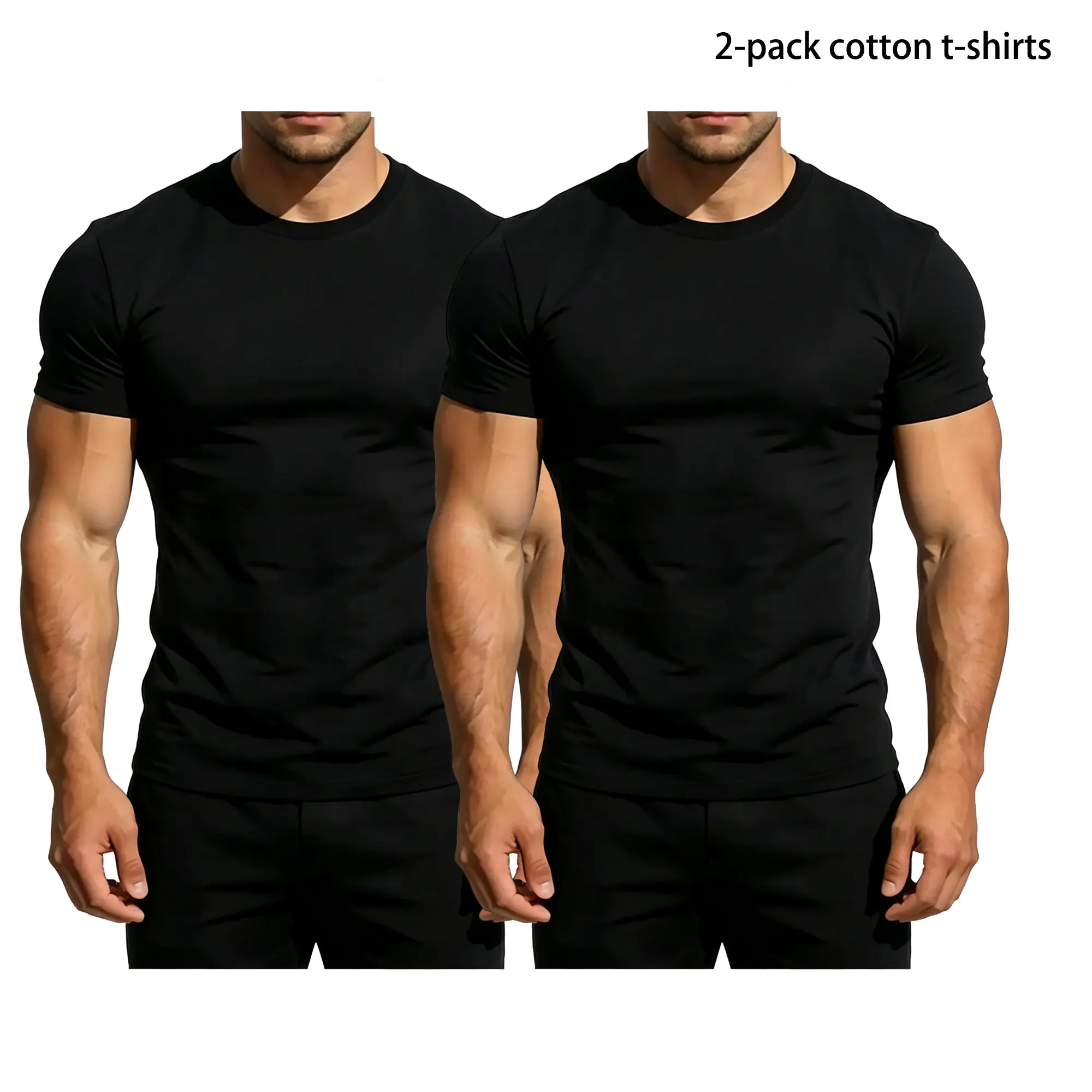 1/2/3/4/5 Pack Men’s Heavyweight White Cotton Crew Neck T-Shirt, Classic Casual Streetwear Basic Top
