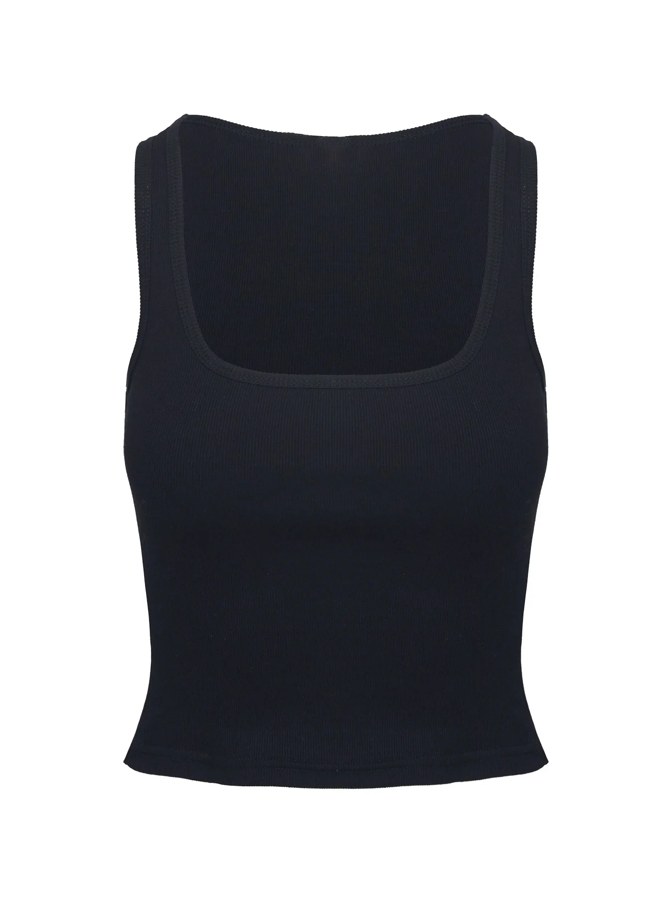Baseline Square Neck Rib Tank Top Black