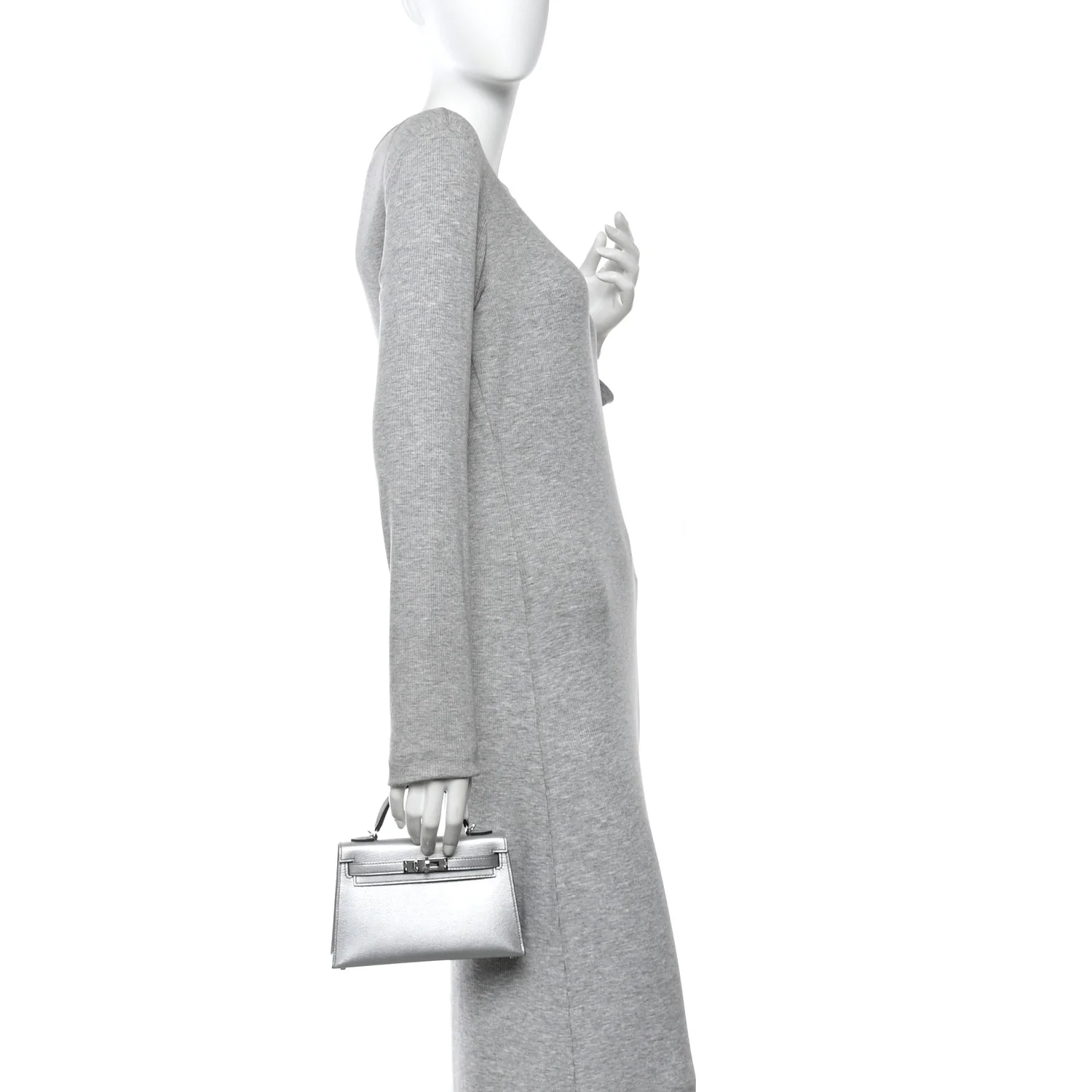 Metallic Chevre Chamkilight Mini Kelly Sellier 20 Argent