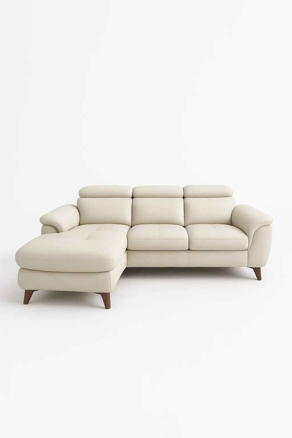 Sofá - 4 plazas con chaise longue y reposacabezas regulables en estilo moderno