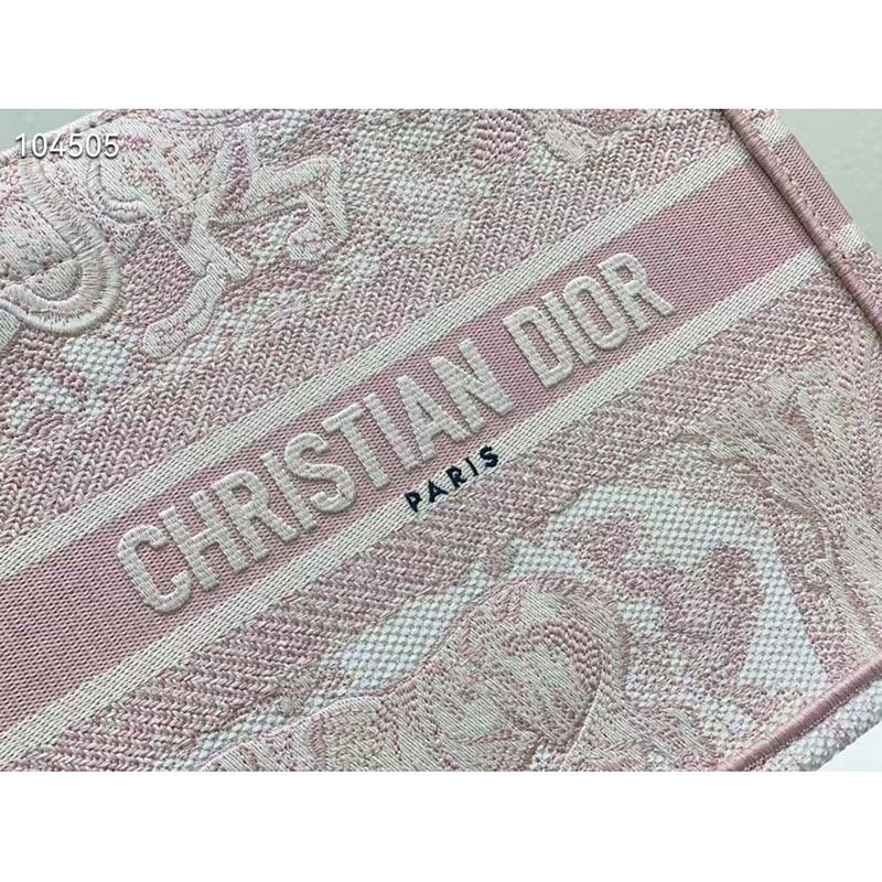 CD Unisex CD Small Book Tote Fluorescent Pink Toile De Jouy Transparent Canvas - Top Club