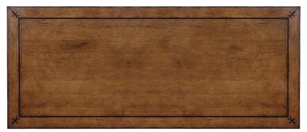 Luxury country house style dining table brown 275 x 116 x H. 77 cm - Rustic solid wood kitchen table - Rustic country house style solid wood dining room furniture
