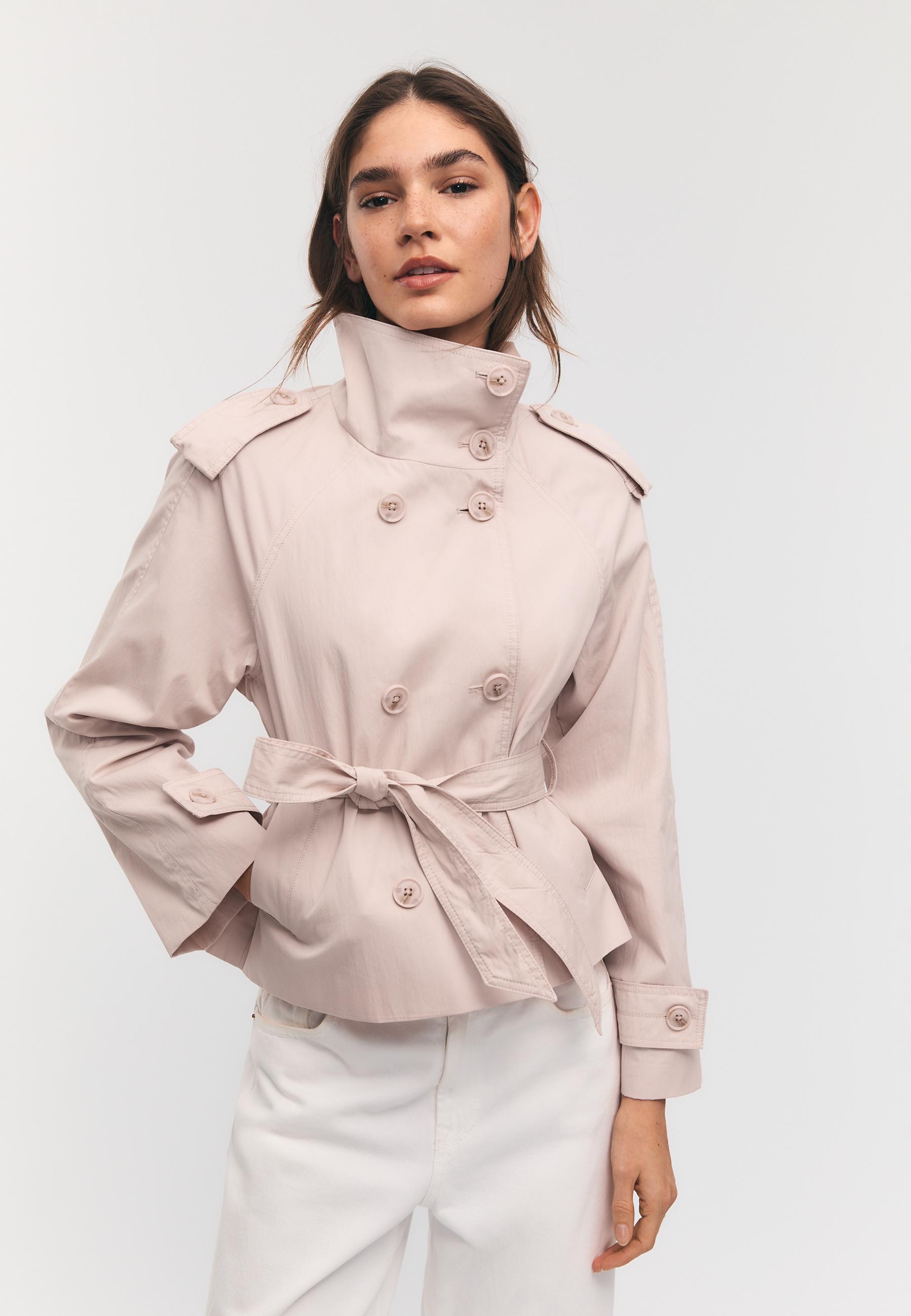 HIGH-NECK TRENCH COAT WITH BELT