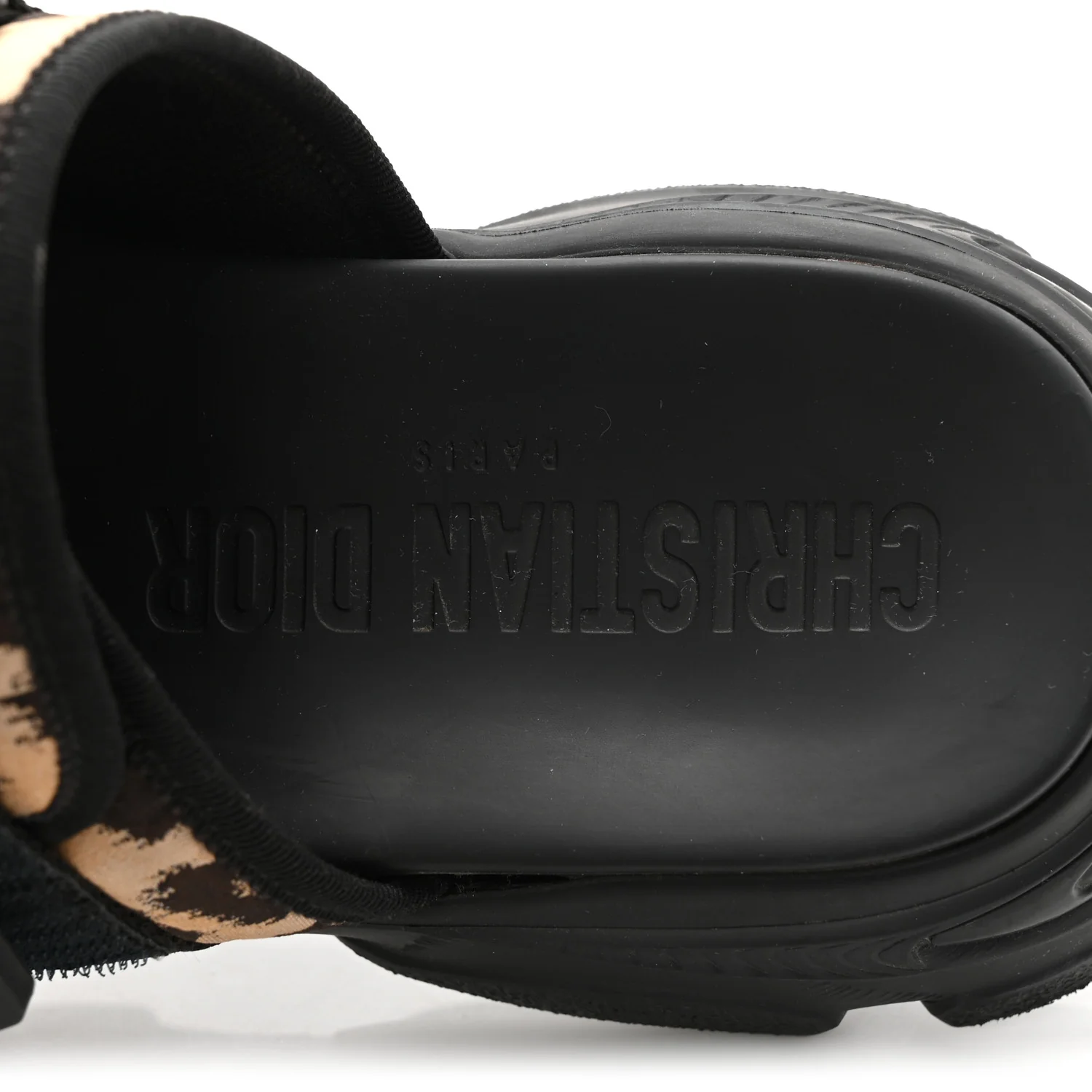 Technical Fabric Nylon Leopard Print D-Wander Slide Sandals 39 Black Brown - Top Club