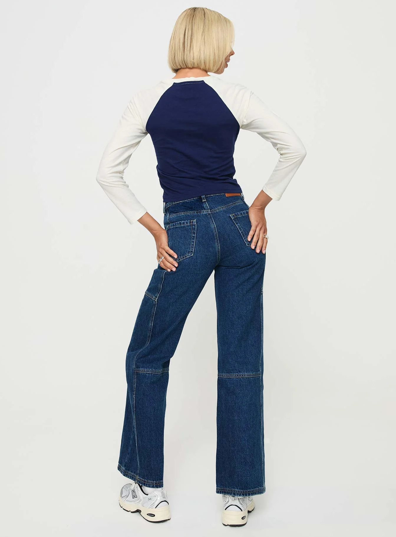 Chad High Rise Wide Leg Cargo Jeans Dark Wash Denim