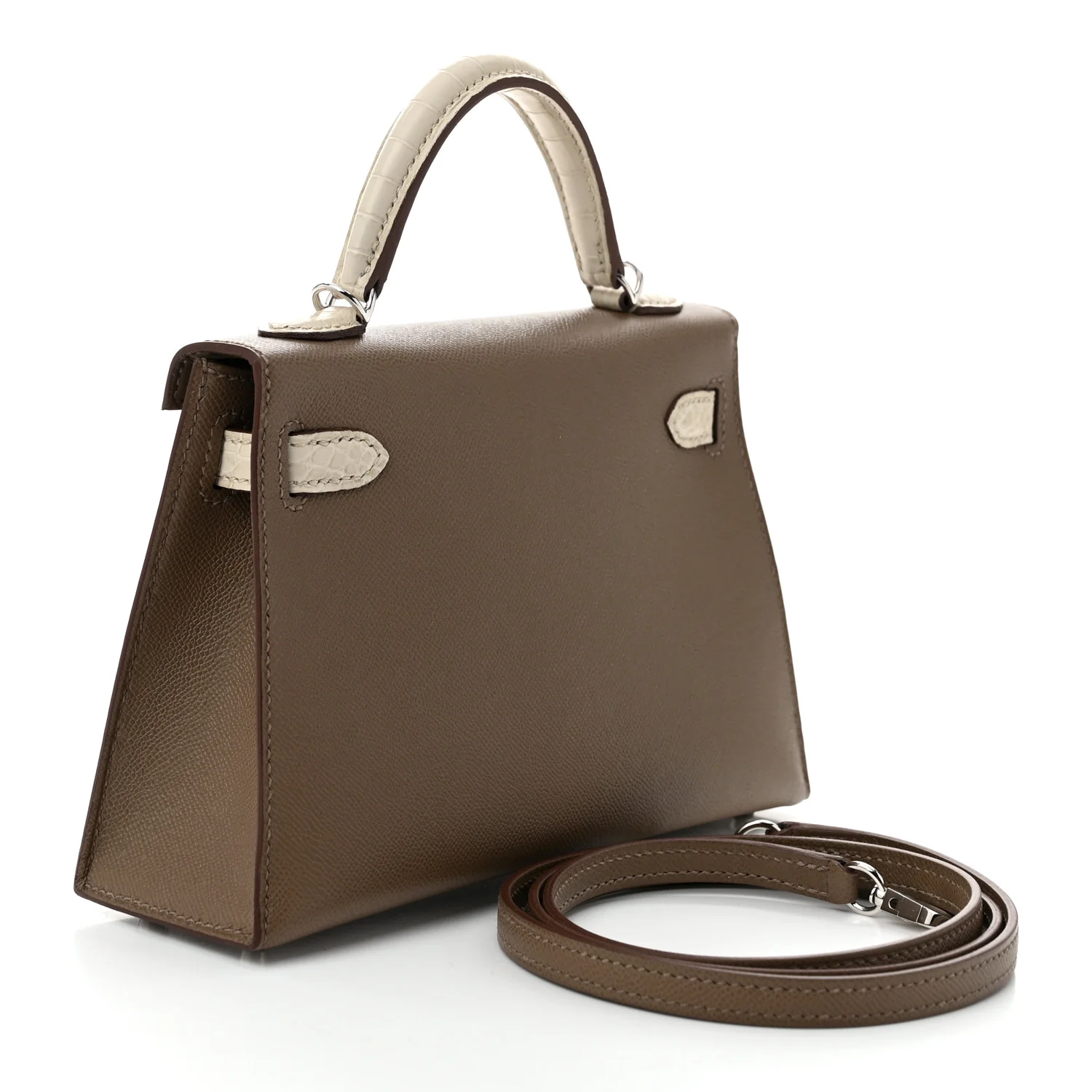 Madame Calfskin Matte Alligator Mini Kelly Sellier Touch 20 Etoupe Beton - Top Club