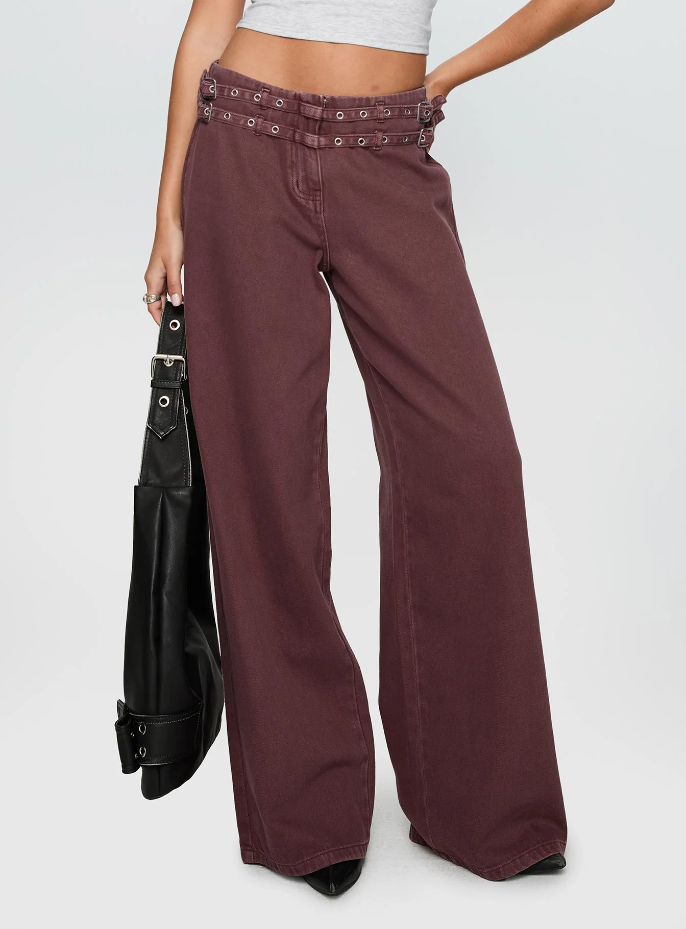 Baccarat Mid Rise Wide Leg Belted Pant Chocolate
