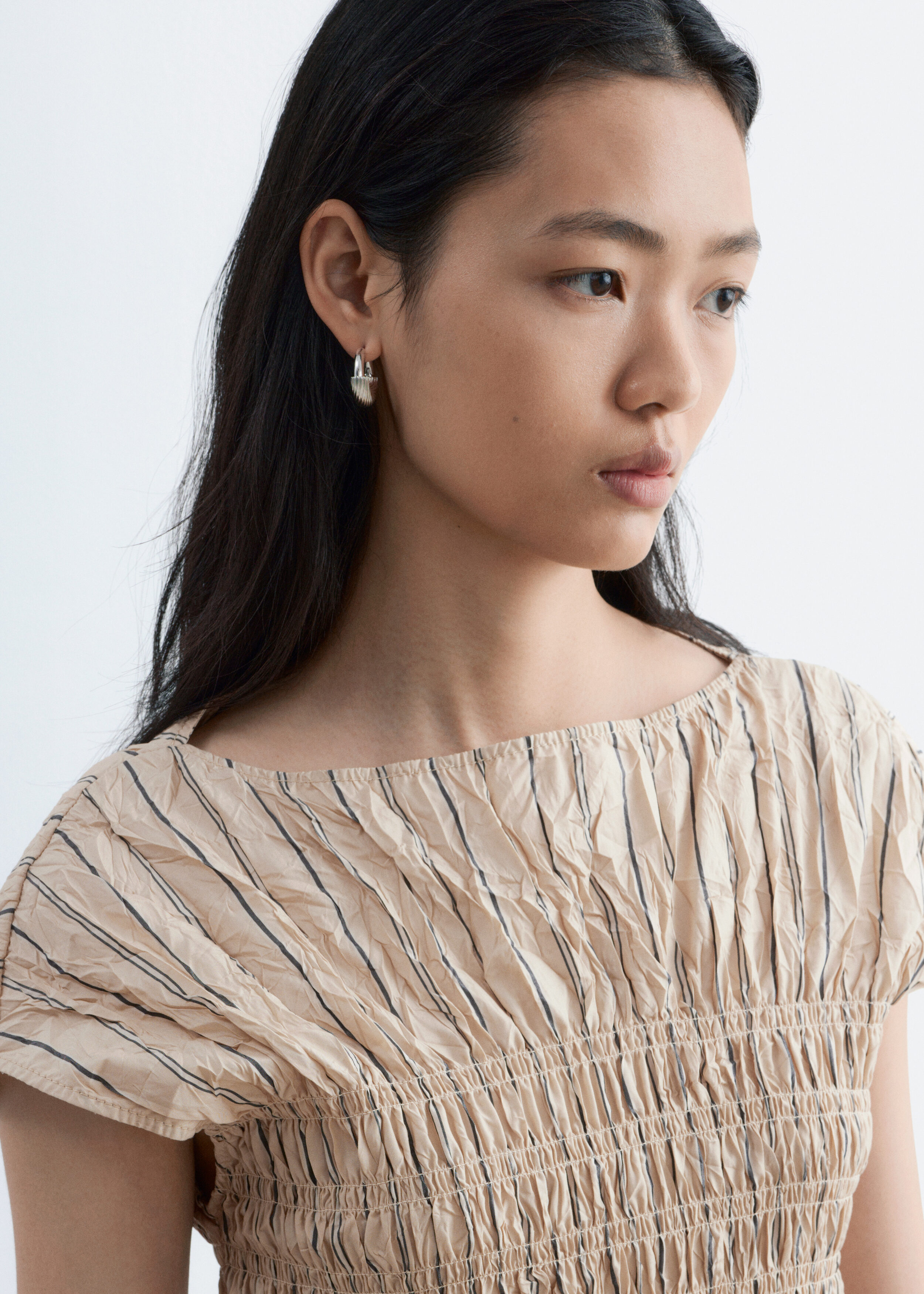 & Other Stories SMOCKED BOATNECK TOP
