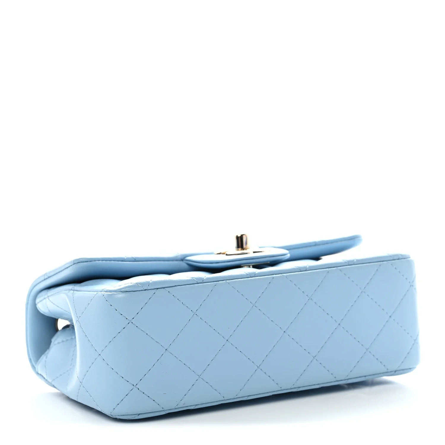 Lambskin Quilted Mini Rectangular Flap Light Blue - Top Club