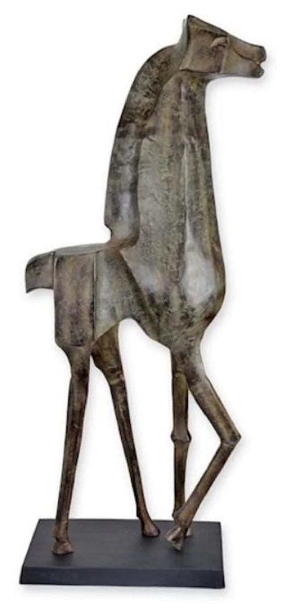 Luxury aluminum decorative sculpture giraffe antique gray / black 46.6 x 22.4 x H. 116 cm - abstract aluminum decorative figure - living room decoration - office decoration