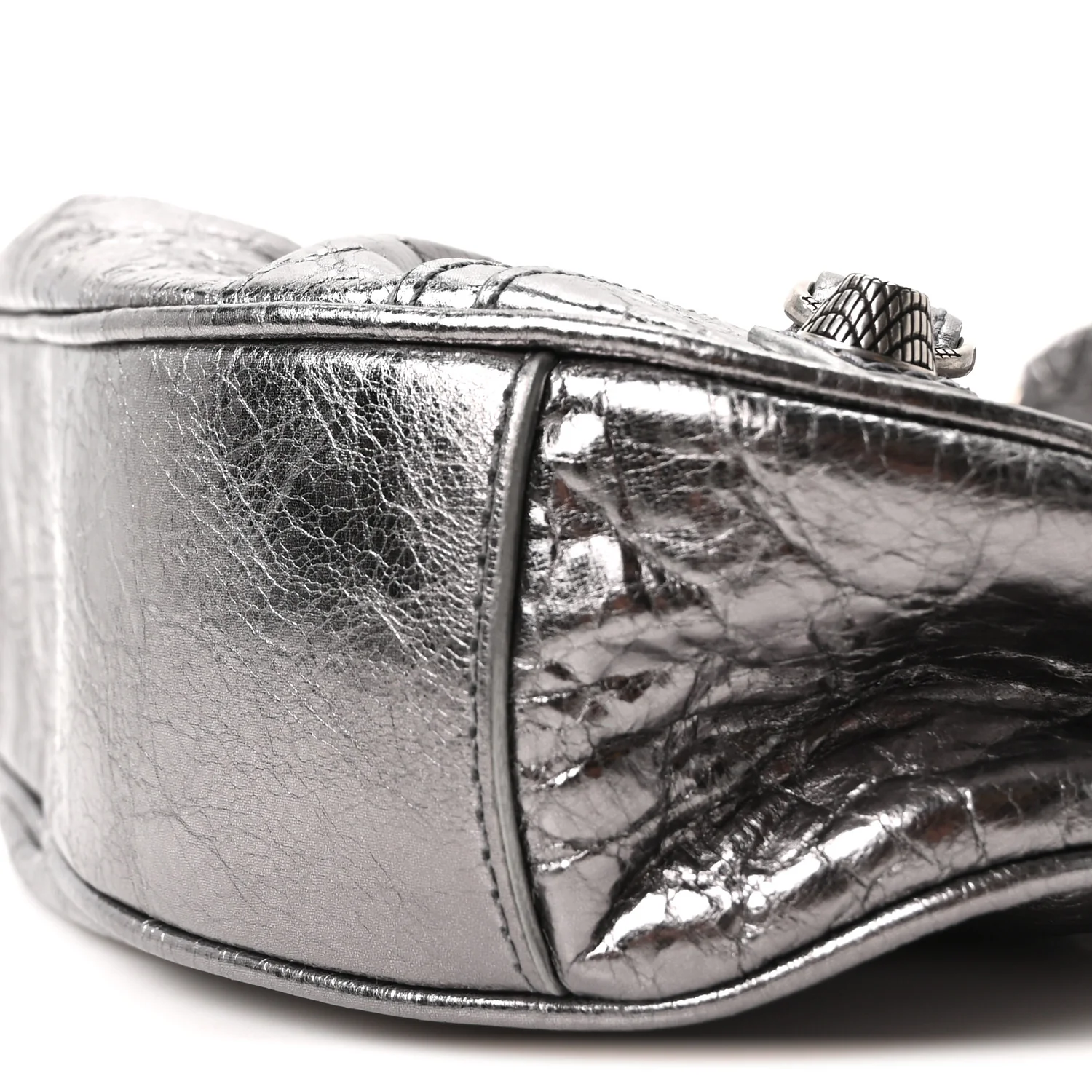 Metallic Agneau Arena Le Cagole Shoulder Bag XS Silver - Top Club