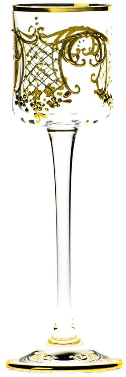 Luxury Baroque Liqueur Glass Set of 6 Gold Ø 6 x H. 17.5 cm - Handmade and hand-painted Liqueur Glasses - Hotel & Restaurant Accessories - Luxury Quality