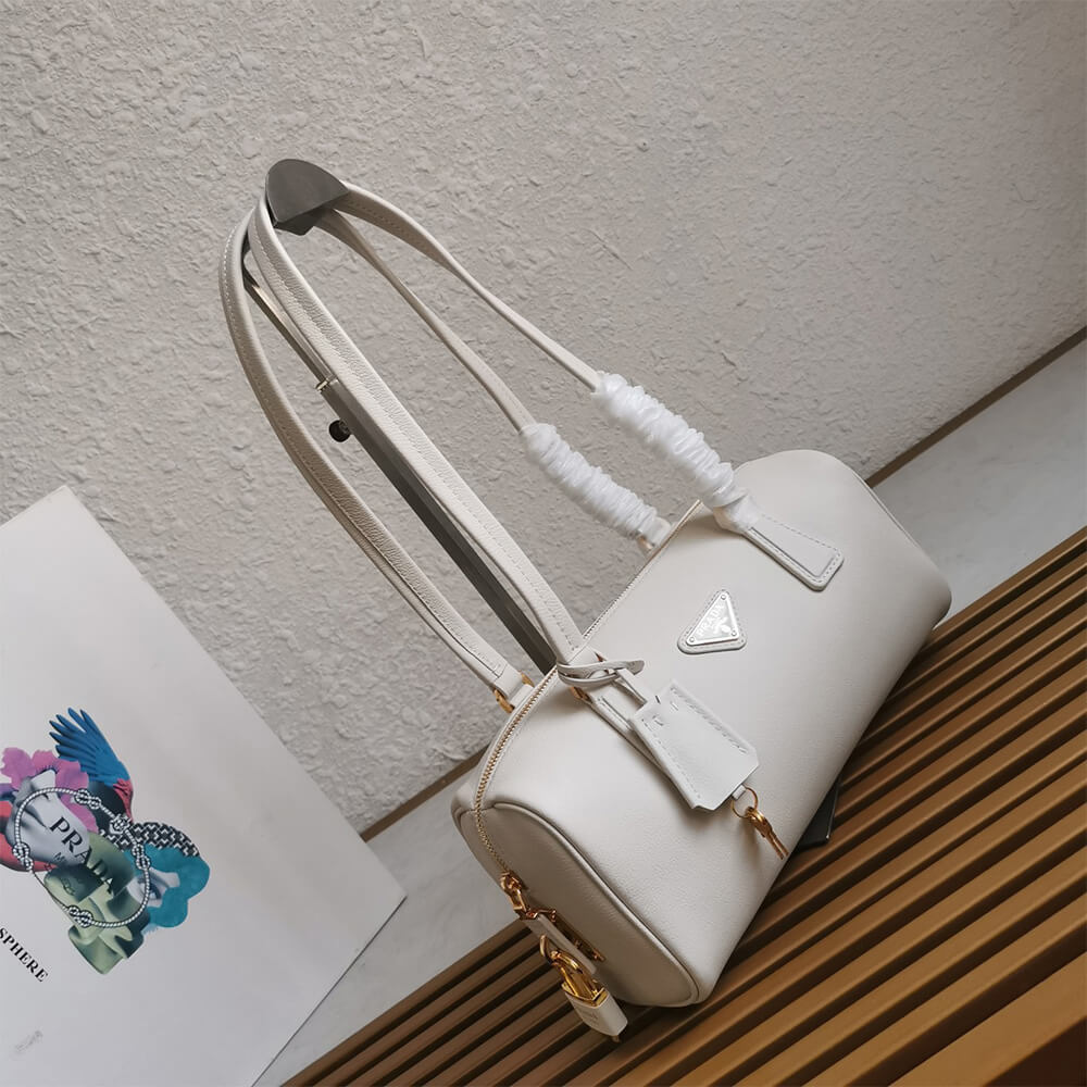 Prada Medium leather top-handle bag with padlock(high-end grade) - Top Club