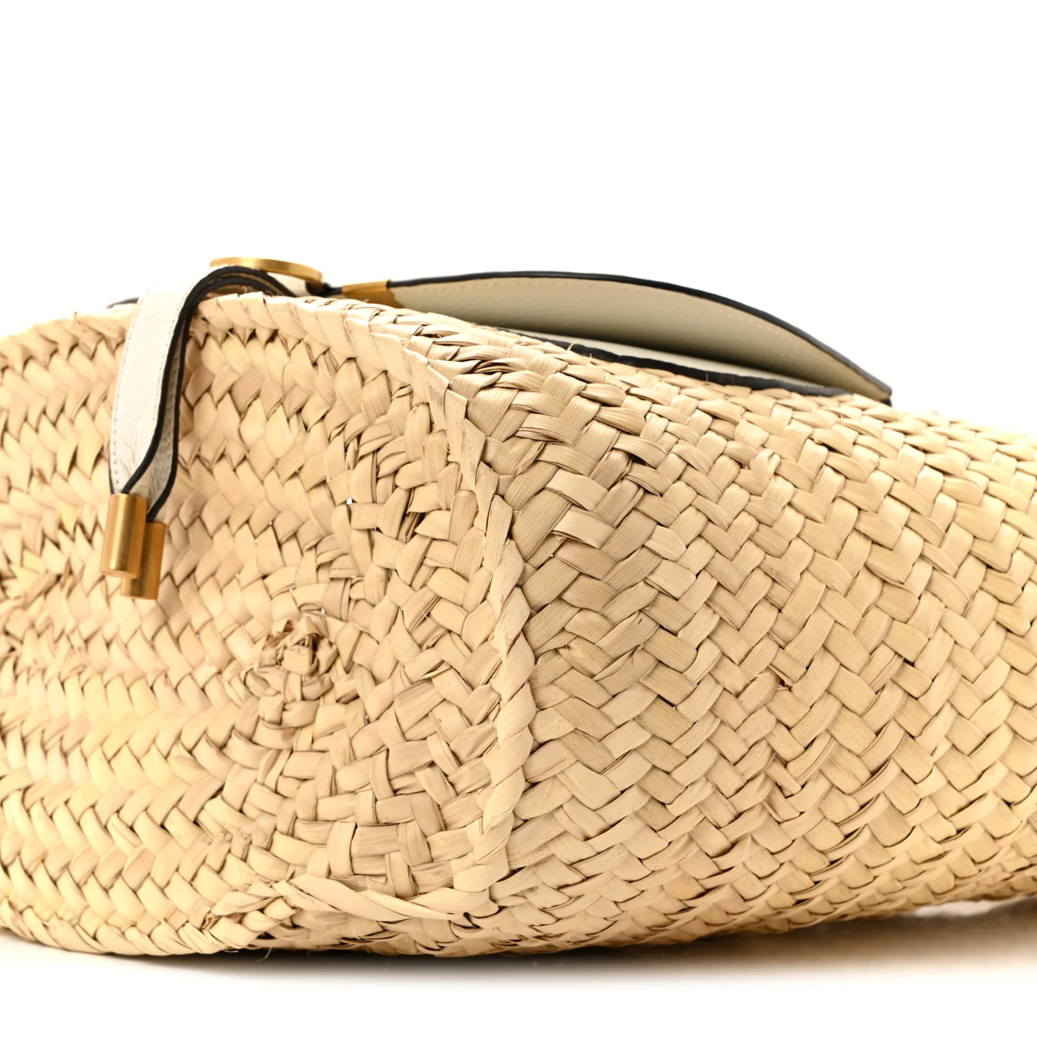 Raffia Grain Calfskin Medium Marcie Basket White - Top Club
