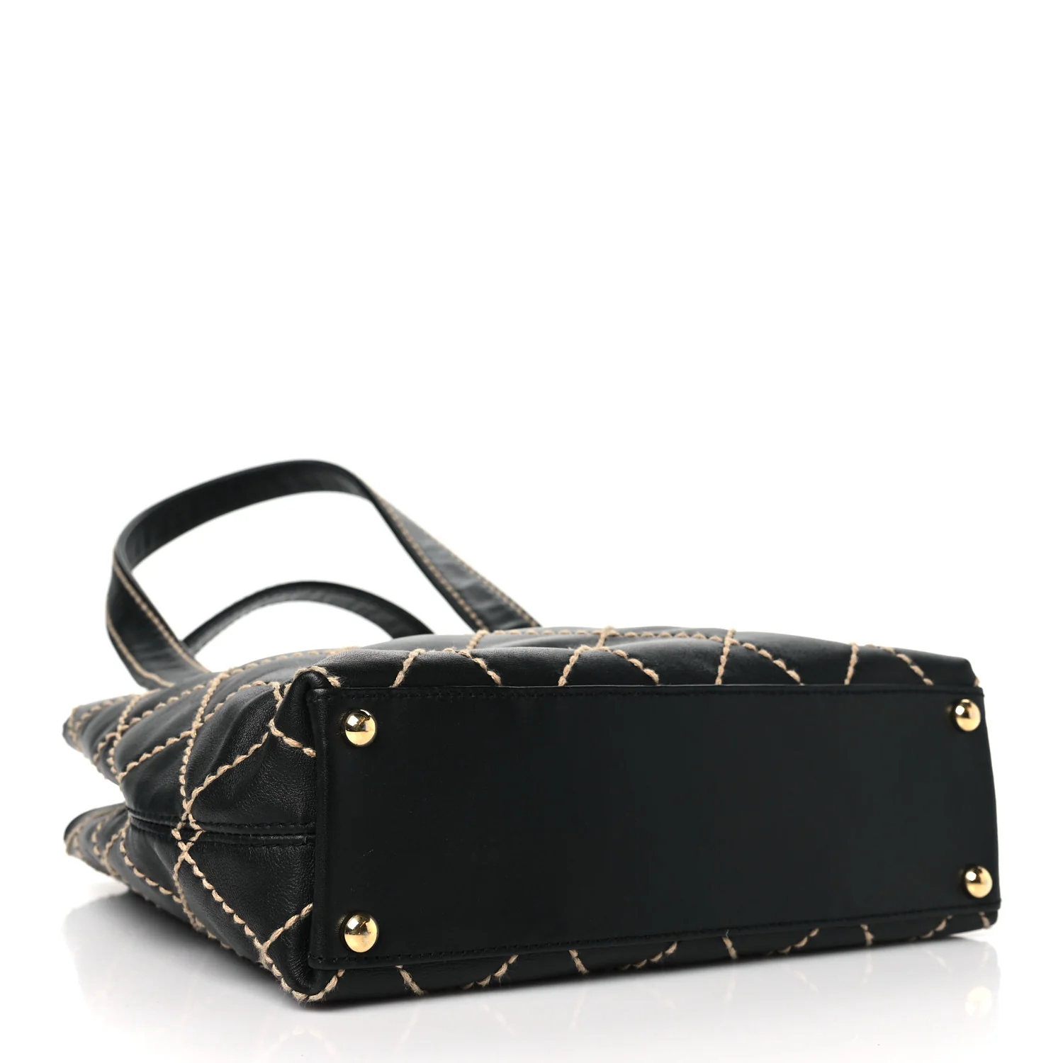 Calfskin Stitch Small Surpique Tote Black - Top Club
