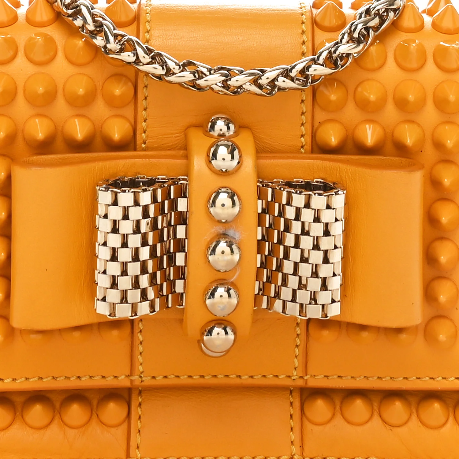 Calfskin Spiked Sweety Charity Crossbody Bag Yellow - Top Club