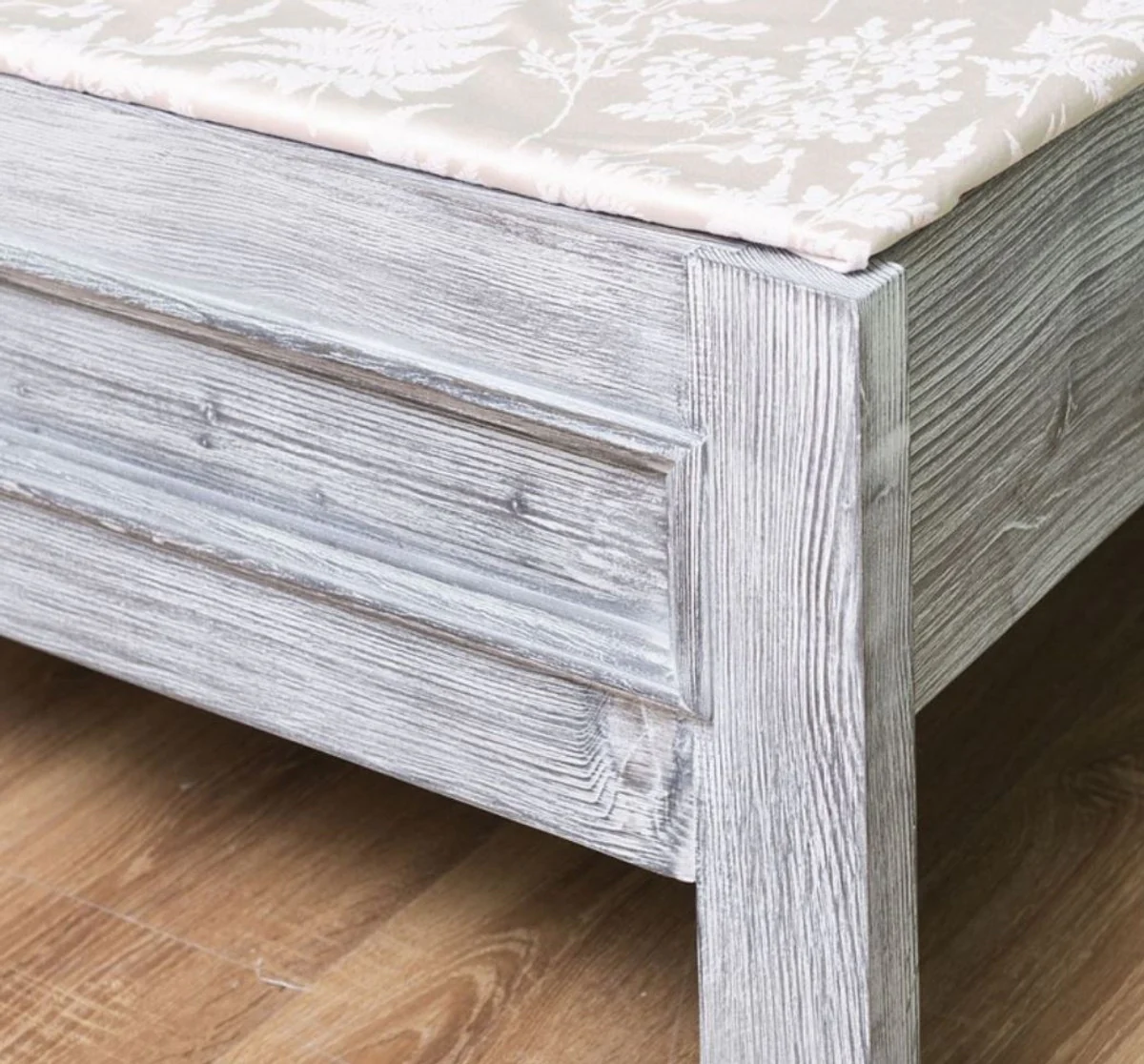Country house style solid wood bed antique gray 160 x 200 x H. 93 cm - solid wood double bed - country house style bedroom furniture